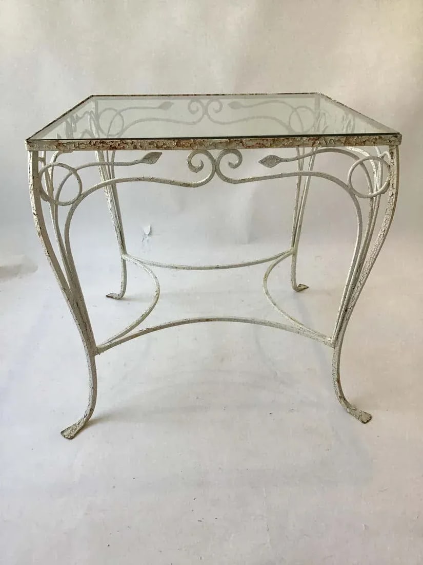 1950s Vintage Salterini Style Wrought Iron Small Outdoor Table - 2