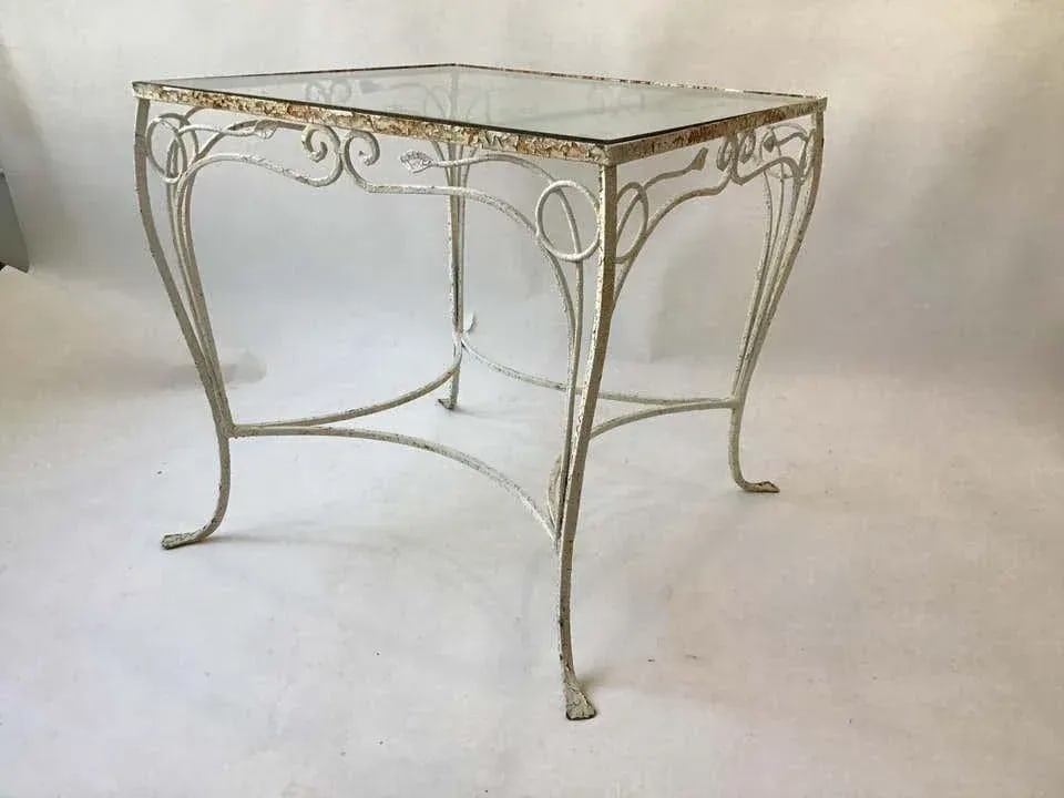 1950s Vintage Salterini Style Wrought Iron Small Outdoor Table - 3
