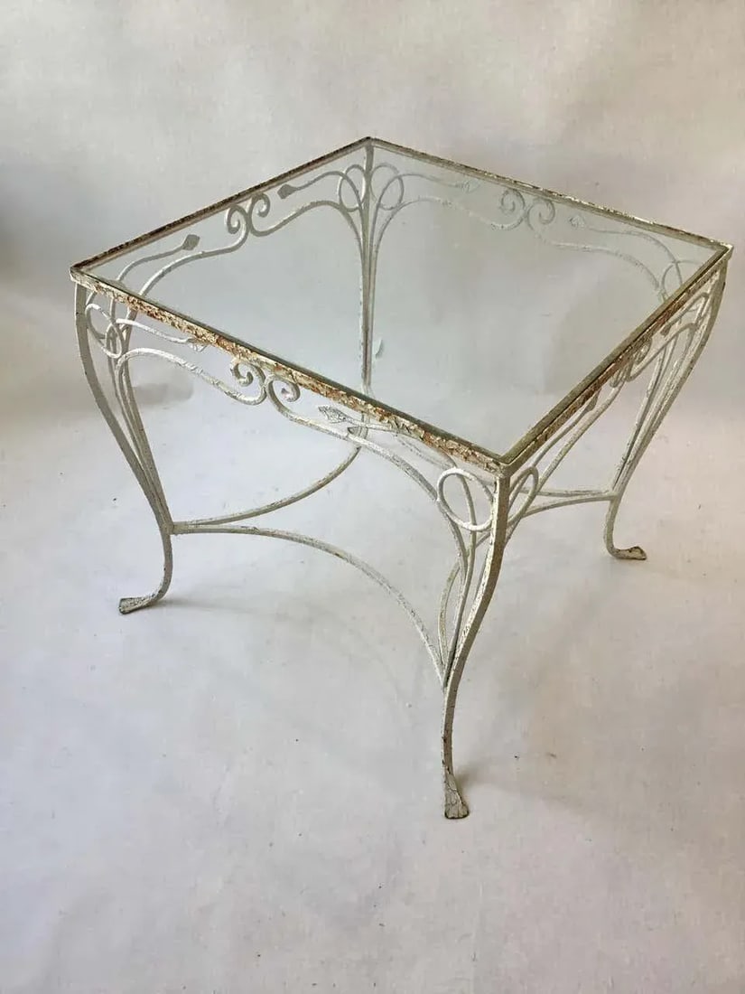 1950s Vintage Salterini Style Wrought Iron Small Outdoor Table - 4
