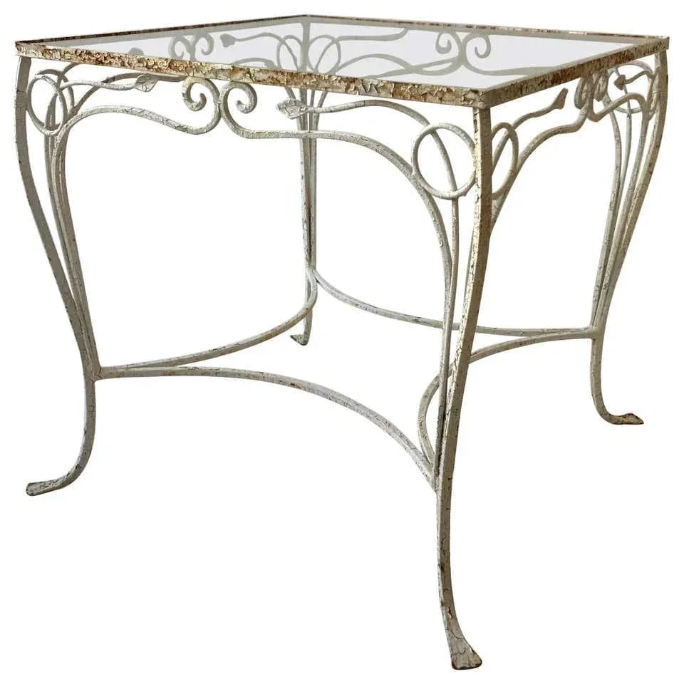 1950s Vintage Salterini Style Wrought Iron Small Outdoor Table - 7