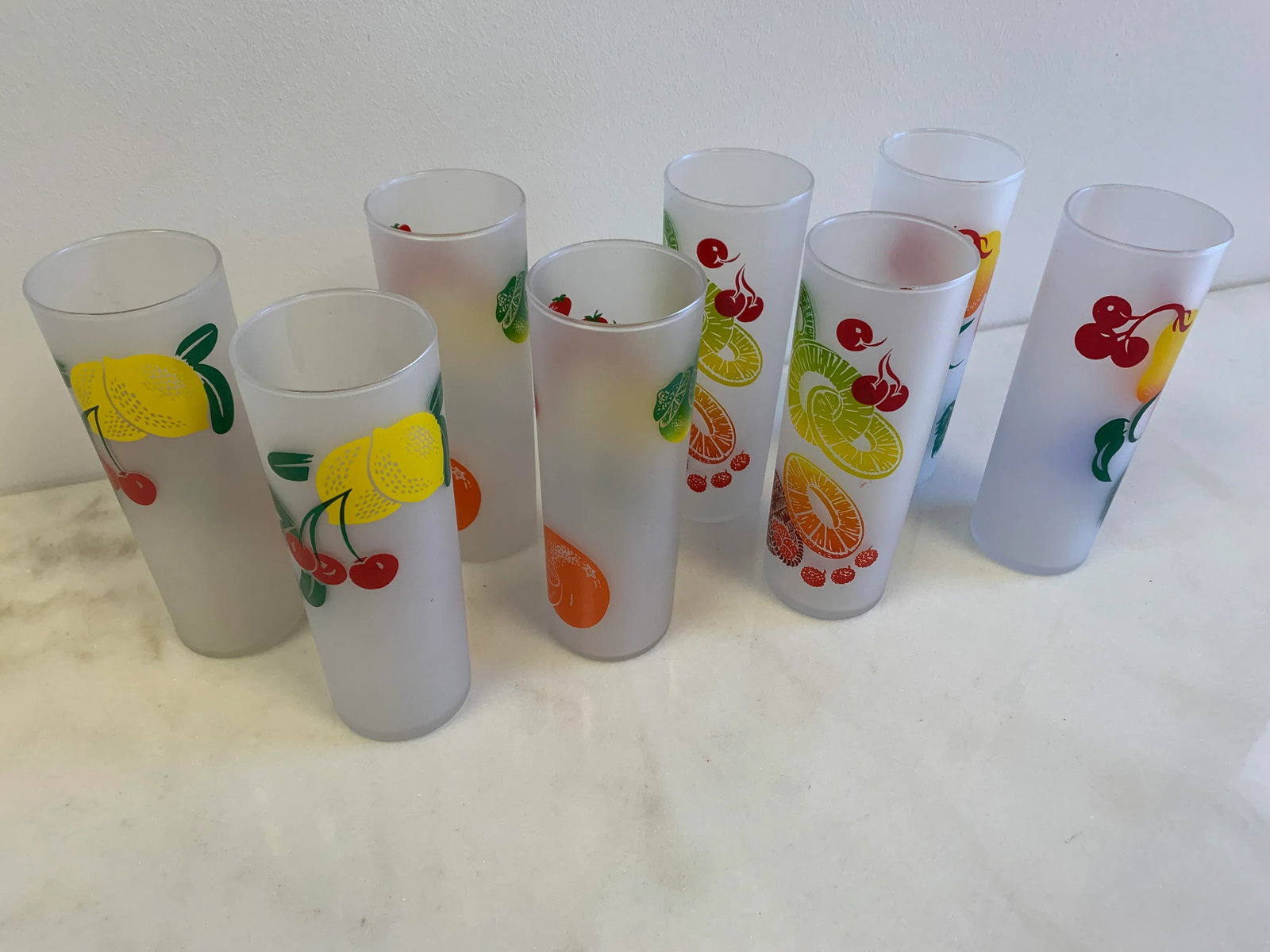 Vintage Mid-Century Federal Glass Colorful Fruit Tumblers - Set of 8 - 2