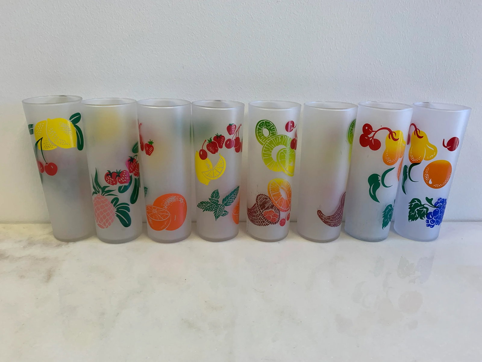 Vintage Mid-Century Federal Glass Colorful Fruit Tumblers - Set of 8 - 3
