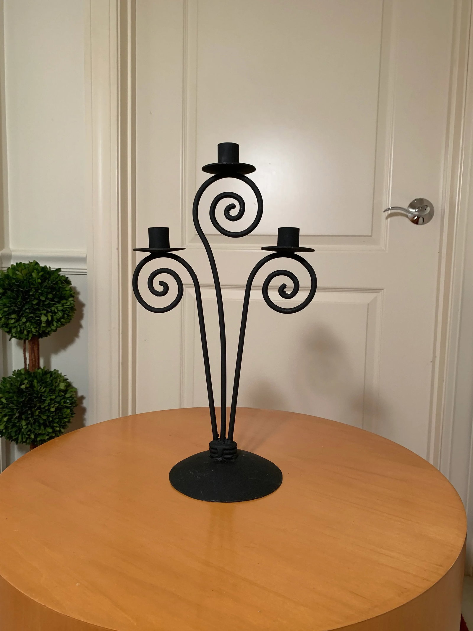 Wrought Iron Three Candle Candelabra - 6