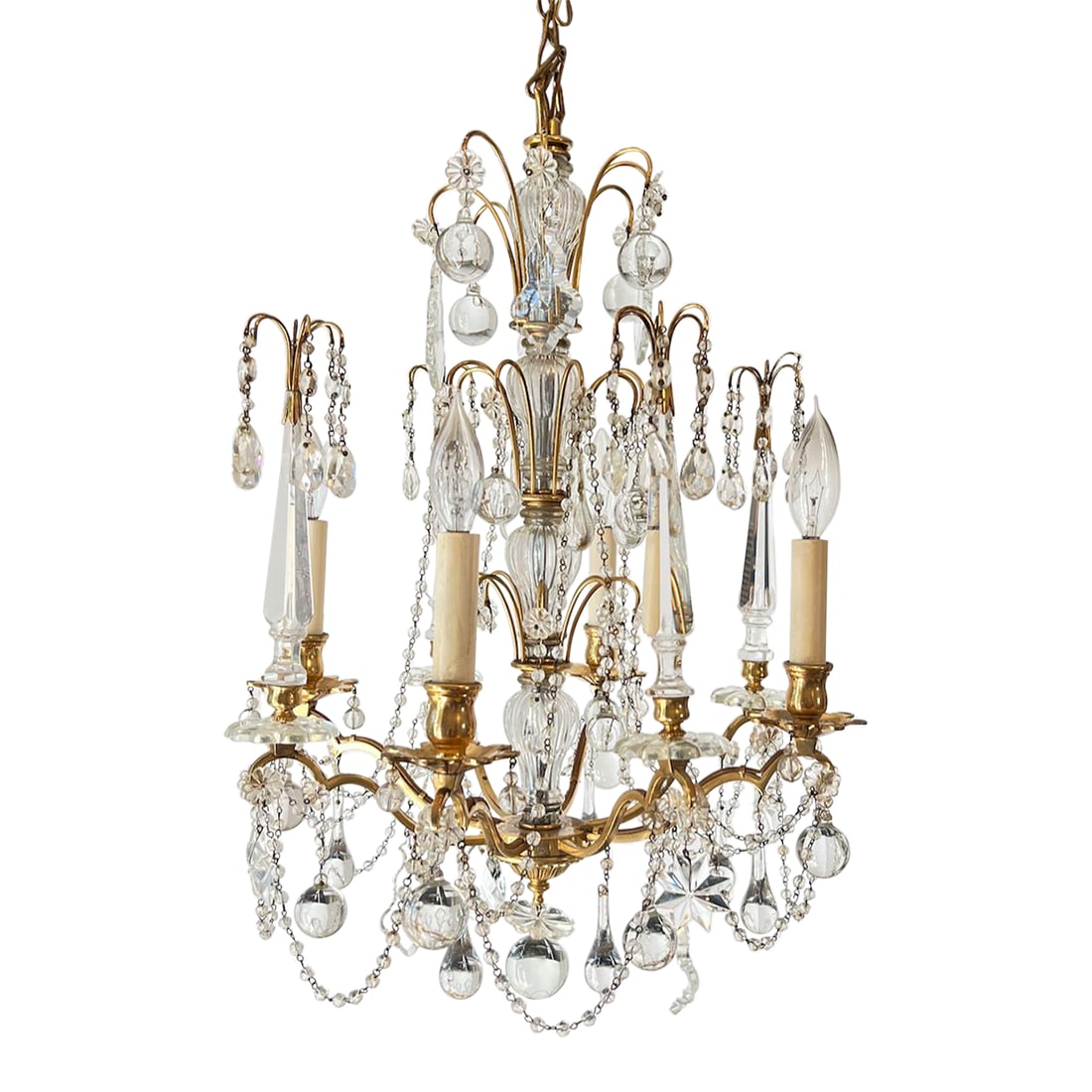 Vintage 8 Arm 4 Light Crystal and Brass Chandelier (1 of 15)