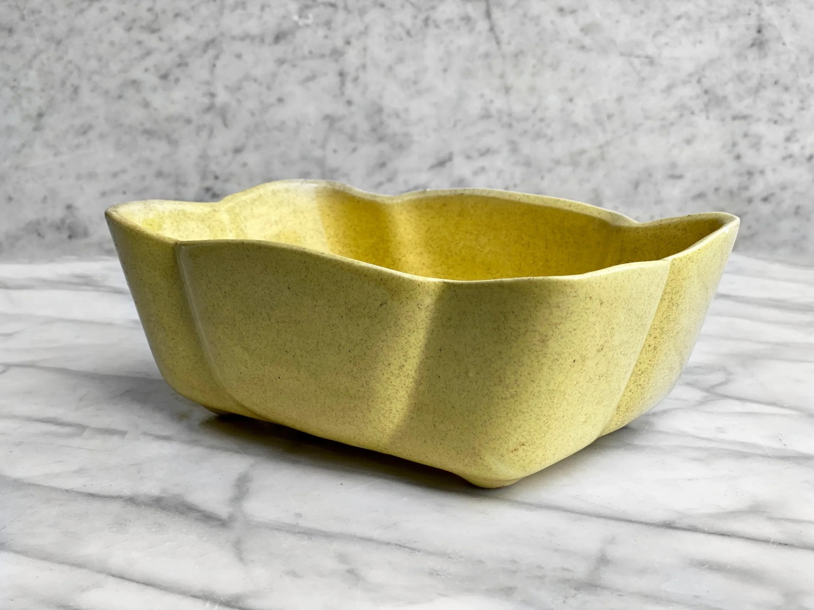 Vintage Boho Yellow Speckled Porcelain Indoor Bowtie Planter by Upco Pottery - 2