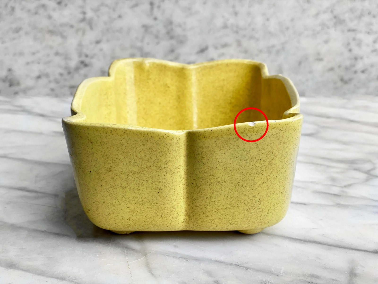 Vintage Boho Yellow Speckled Porcelain Indoor Bowtie Planter by Upco Pottery - 4