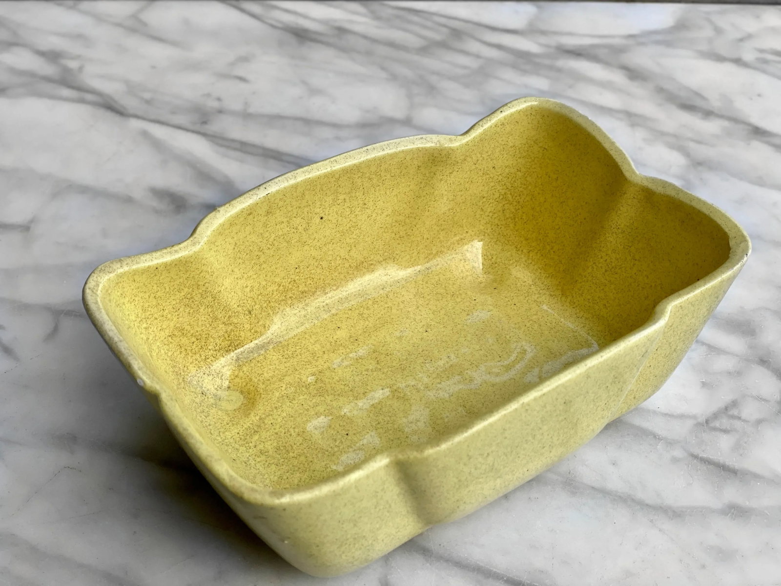 Vintage Boho Yellow Speckled Porcelain Indoor Bowtie Planter by Upco Pottery - 6
