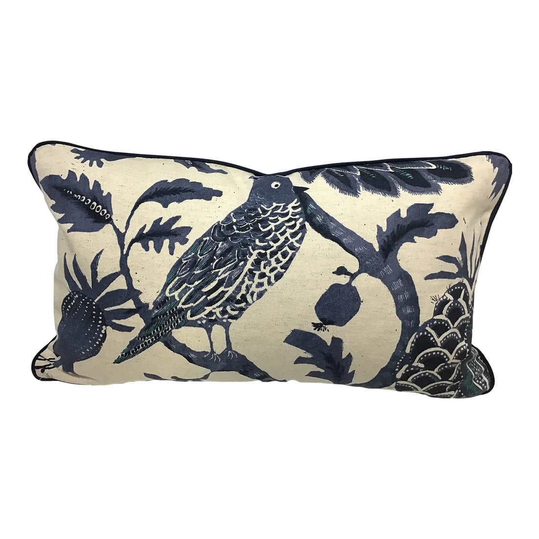 Contemporary Printed Bird Lumbar Pillow