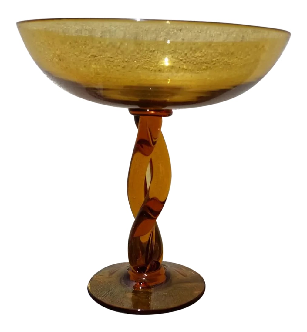 Vintage Amber Glass Compote (1 of 4)