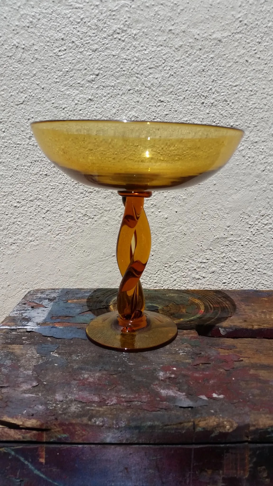 Vintage Amber Glass Compote - 2
