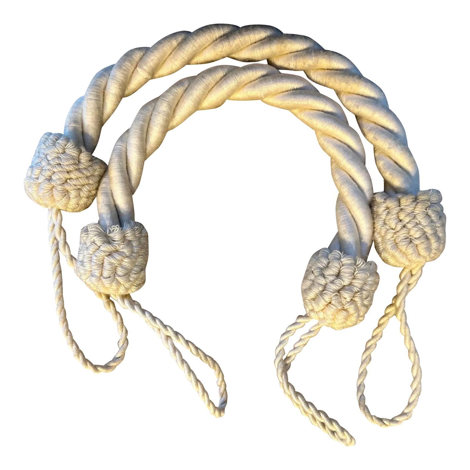 Vintage Nautical White Rope Style Curtain Tiebacks- a Pair (1 of 6)