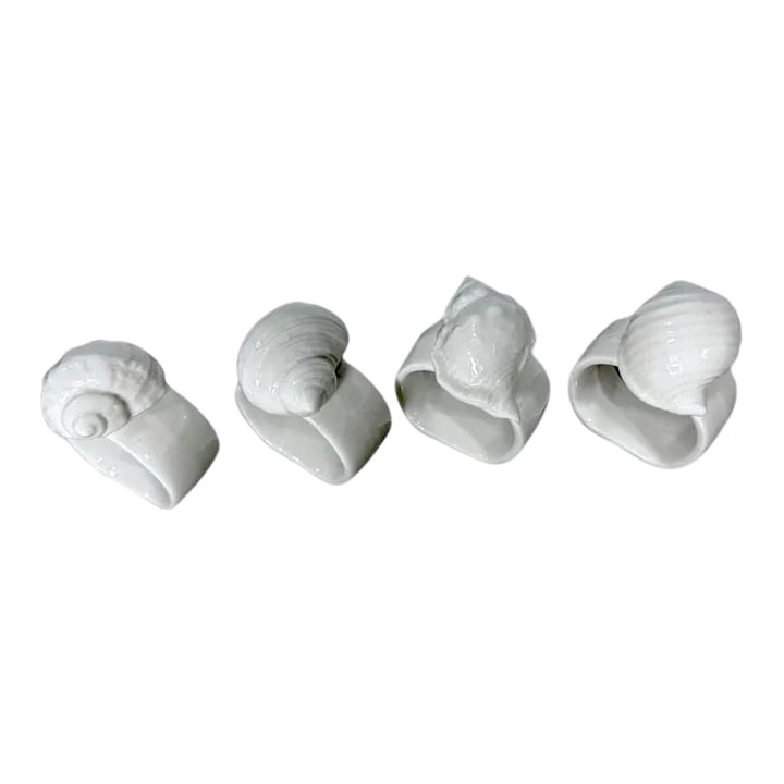 Vintage Coastal Bone China Shell Motif Napkin Holder - Set of 4 (1 of 6)