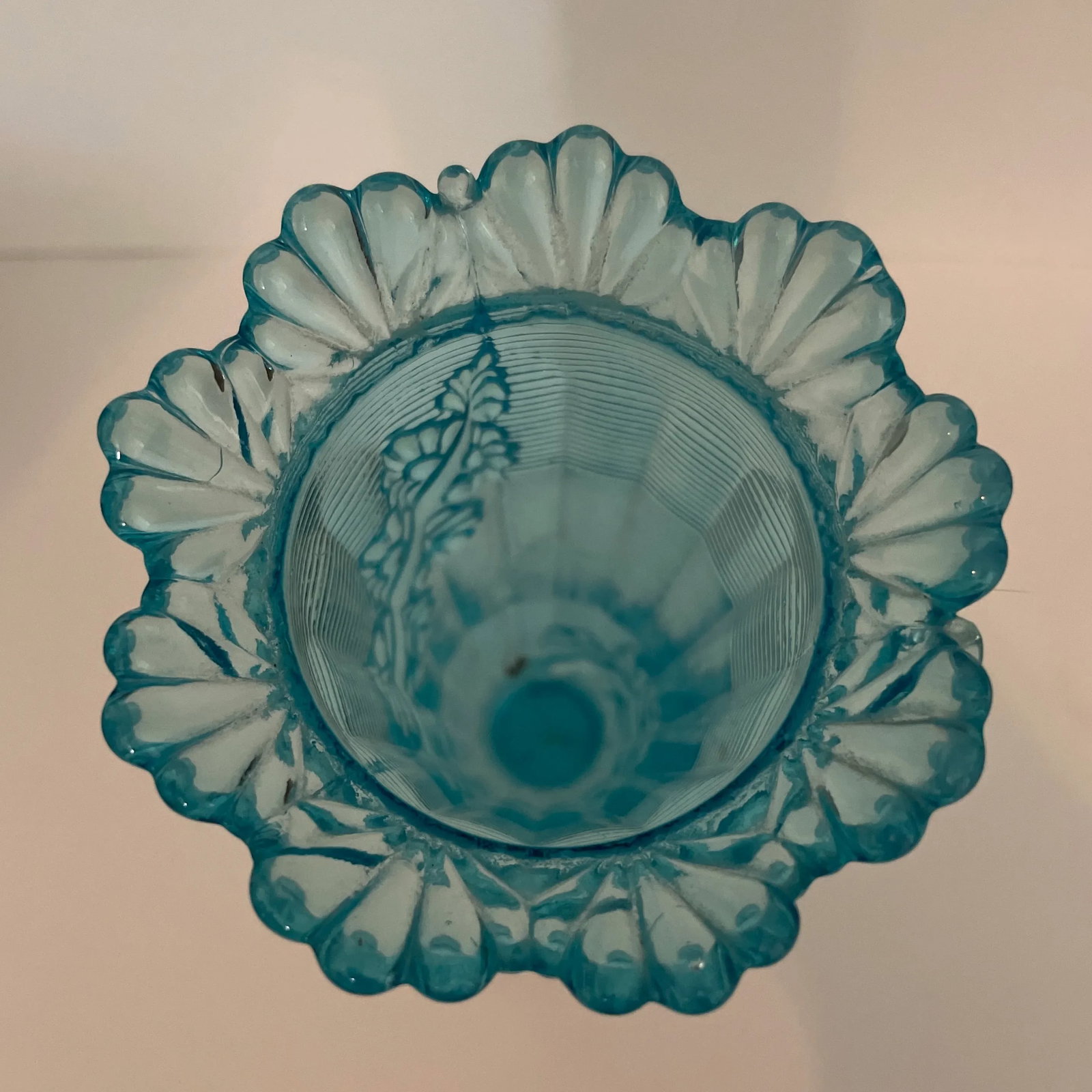 Late 19th Century Blue Fluted Scroll Pressed Opalescent Glass Vase - 3