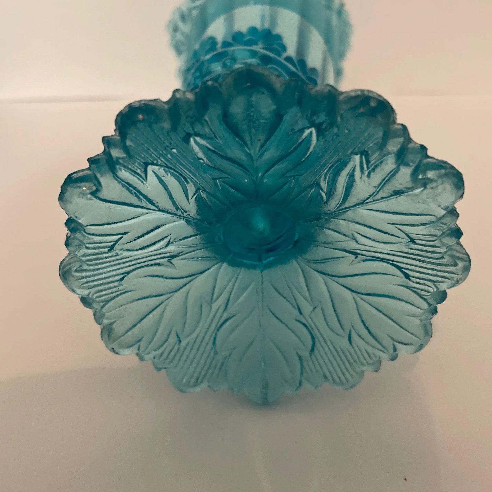 Late 19th Century Blue Fluted Scroll Pressed Opalescent Glass Vase - 5