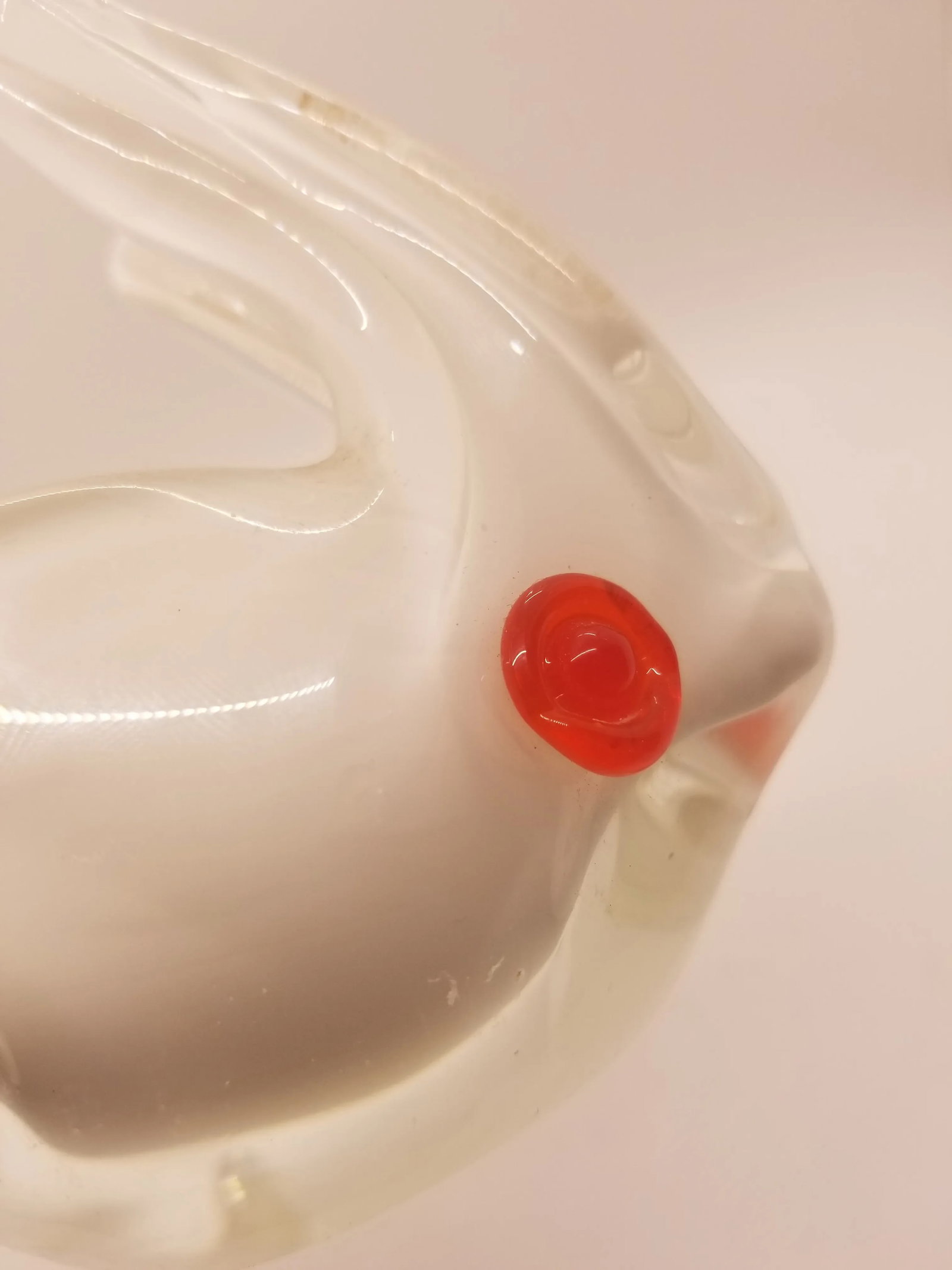 Vintage Murano Styled Glass Rabbit Red Eyes Candy Dish - 3