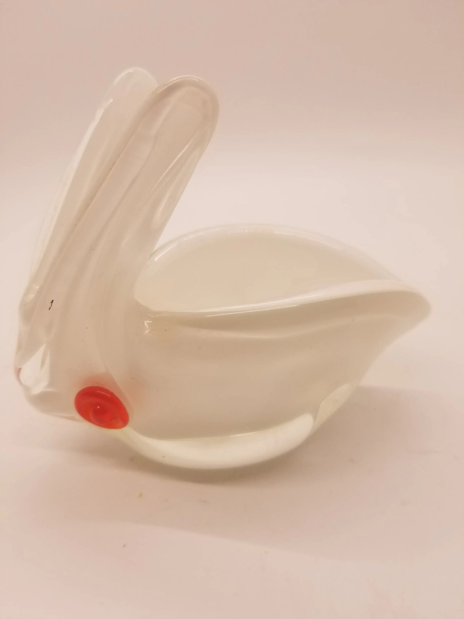 Vintage Murano Styled Glass Rabbit Red Eyes Candy Dish - 4
