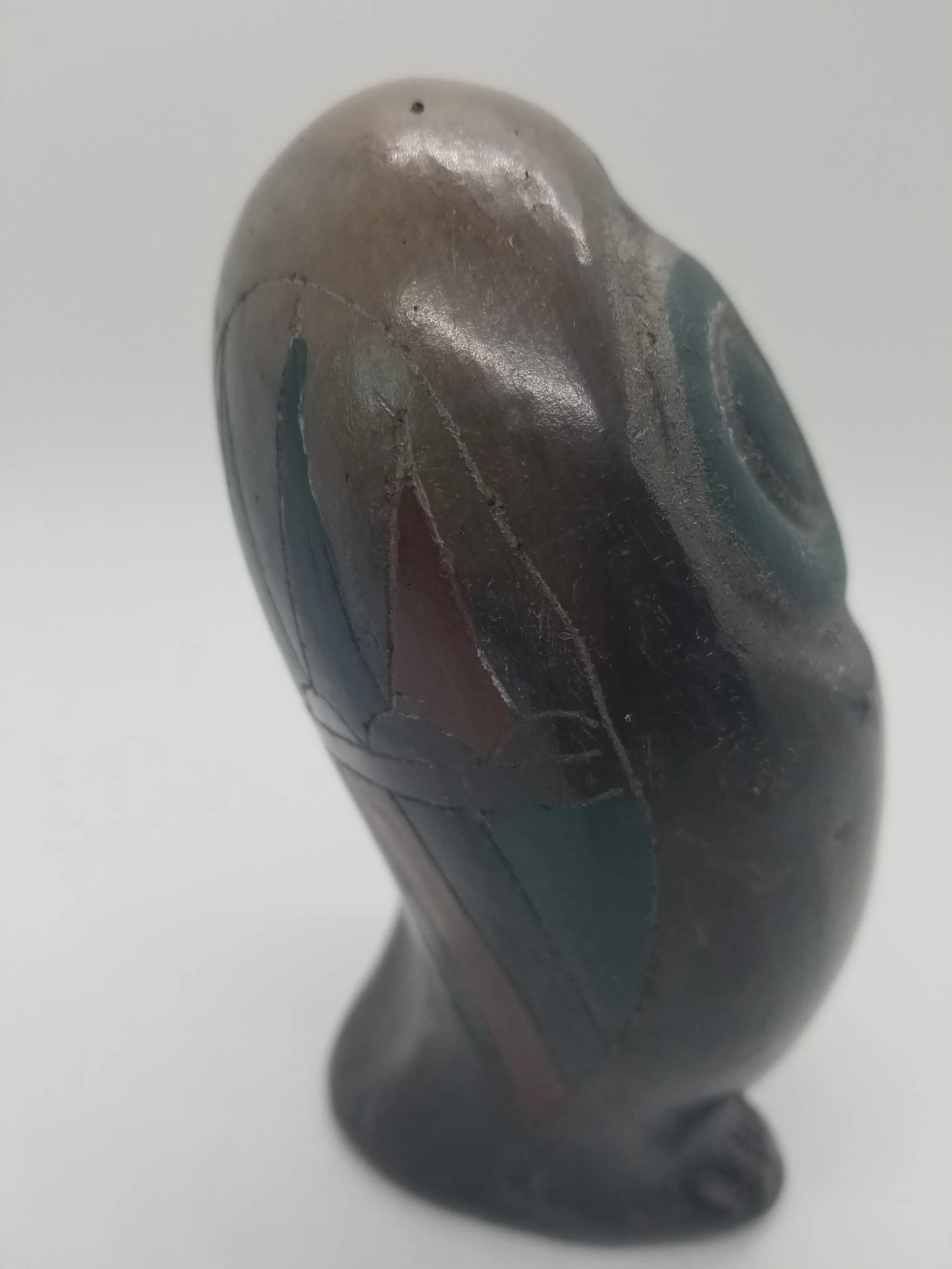 Vintage Hand Carved Scribed Mexican Owl Folk Art Pottery - 4