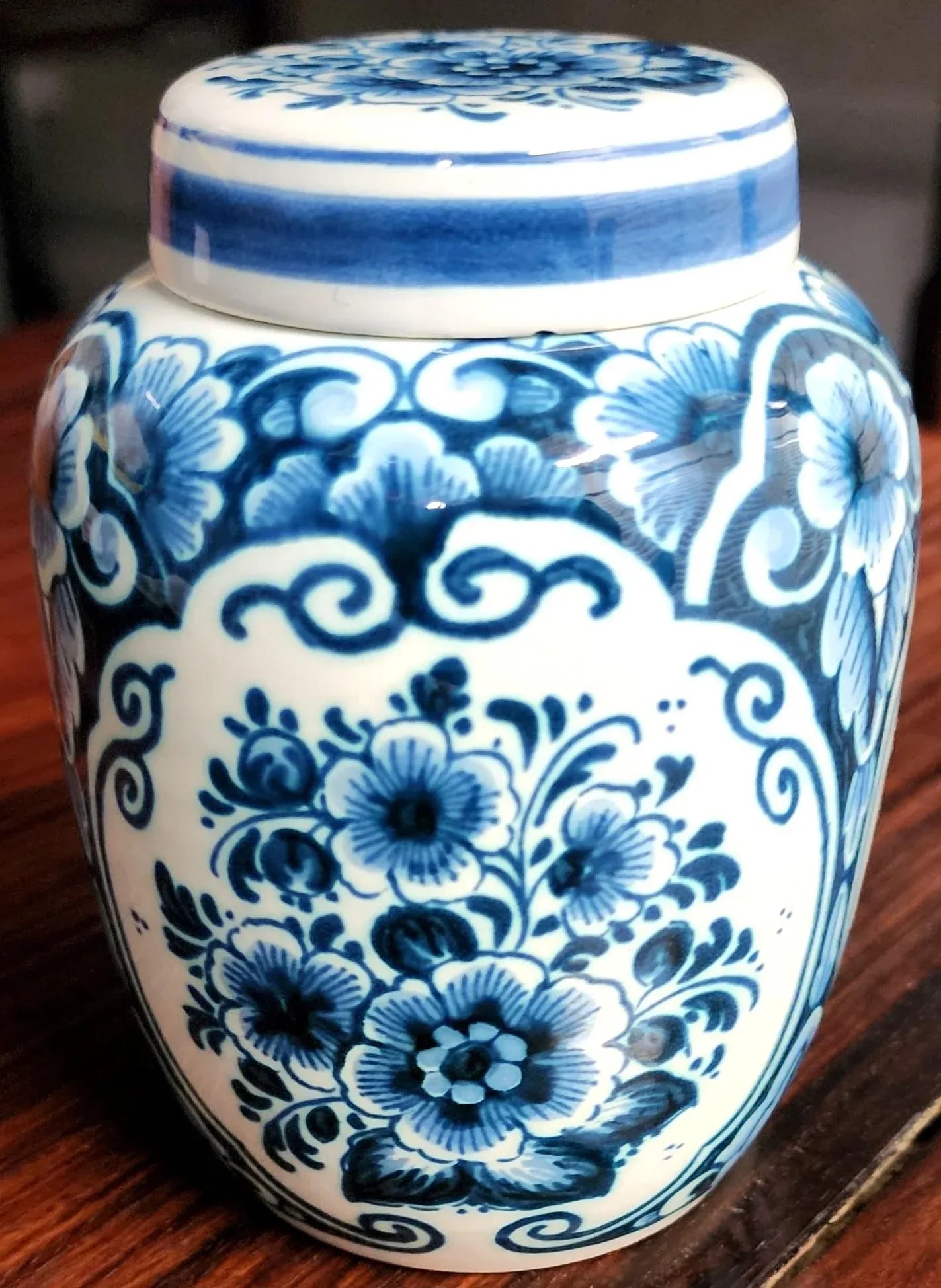 Danish Delft Fine Porcelain Ginger Jar With Lid - 6