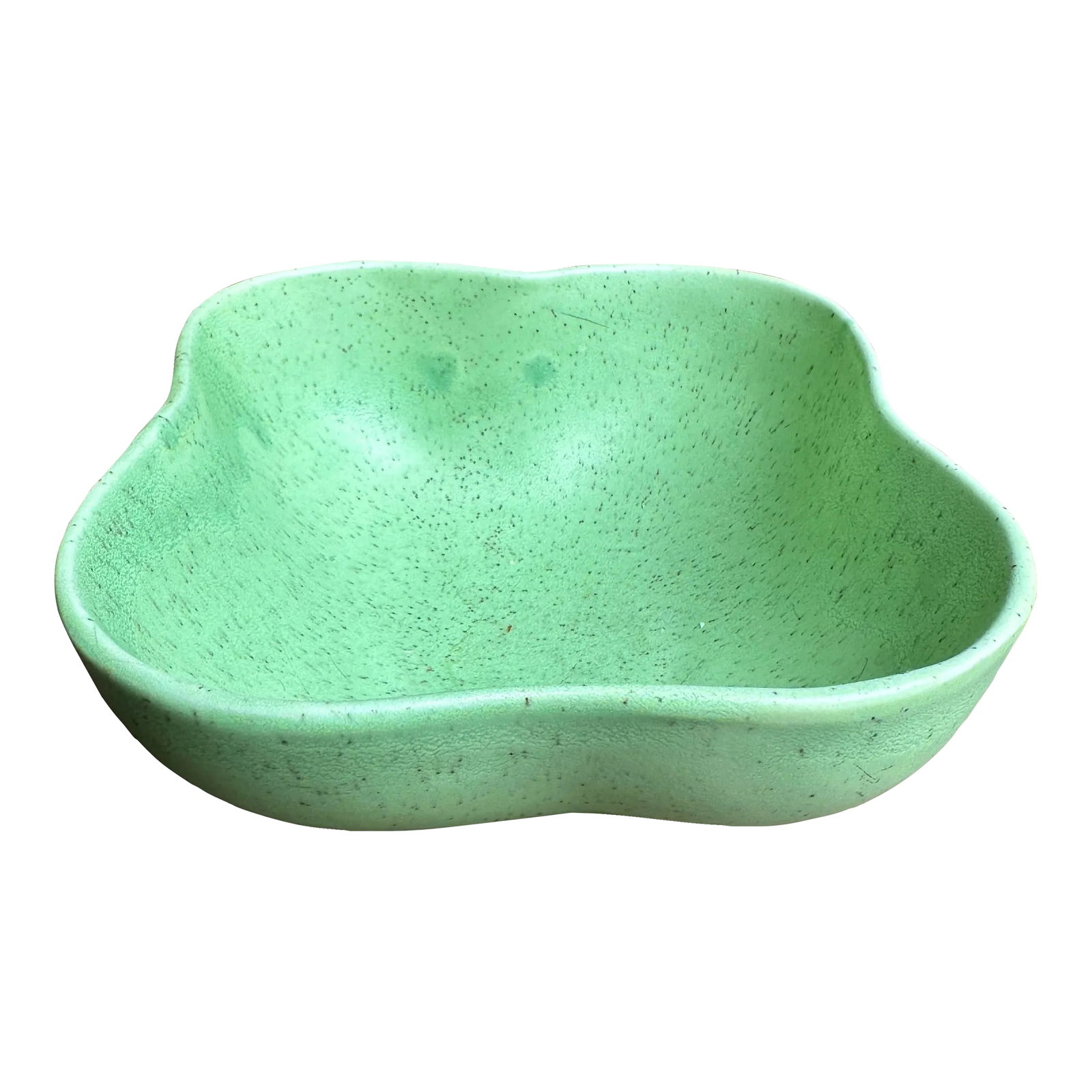 1950s Vintage Atomic Speckled Mint Green American Pottery Bowl Catchall: Vintage signed American pottery catchall bowl. Speckled green glaze over ceramic. Condition: Imperfections: No Imperfections Condition Notes: Great condition Origin: United States Materials &