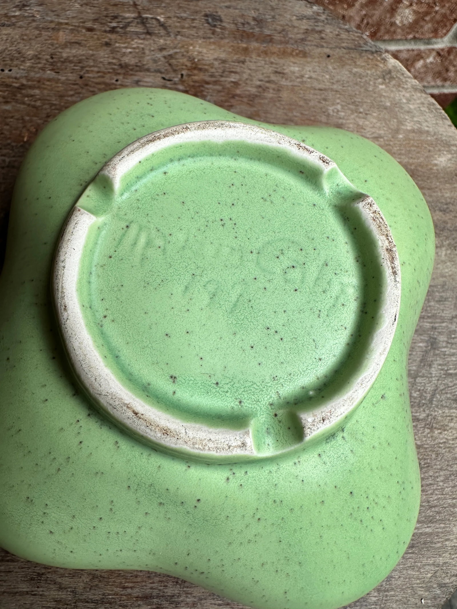 1950s Vintage Atomic Speckled Mint Green American Pottery Bowl Catchall - 3