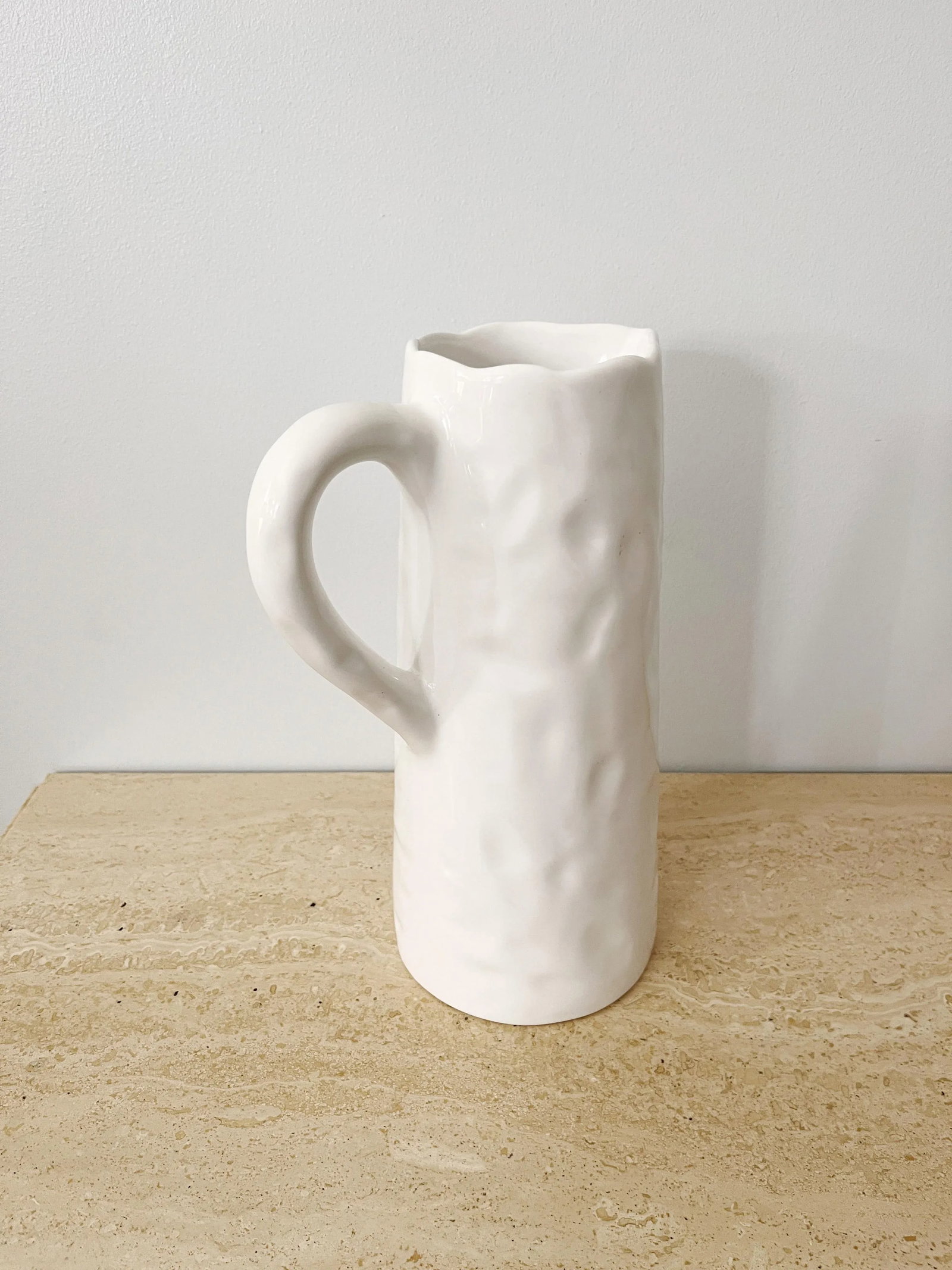 Modern White Ceramic Made in Portugal Pitcher - 2