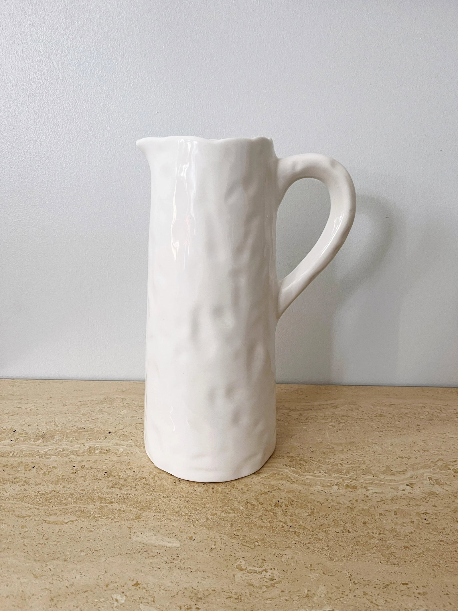 Modern White Ceramic Made in Portugal Pitcher - 3