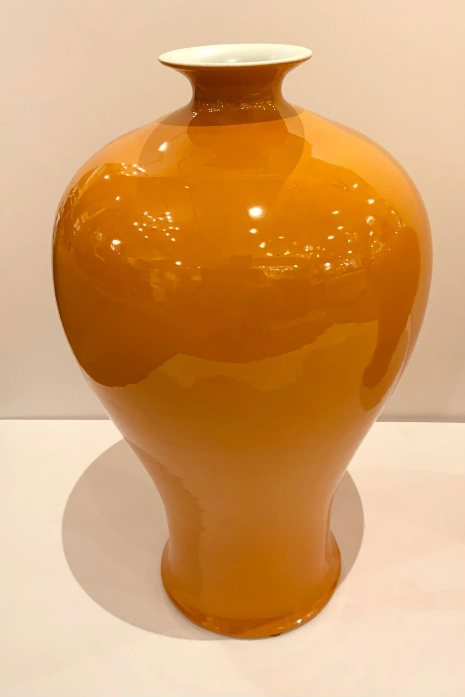Medium Chinese Modern Mango Glaze Porcelain Vases Pair - 2