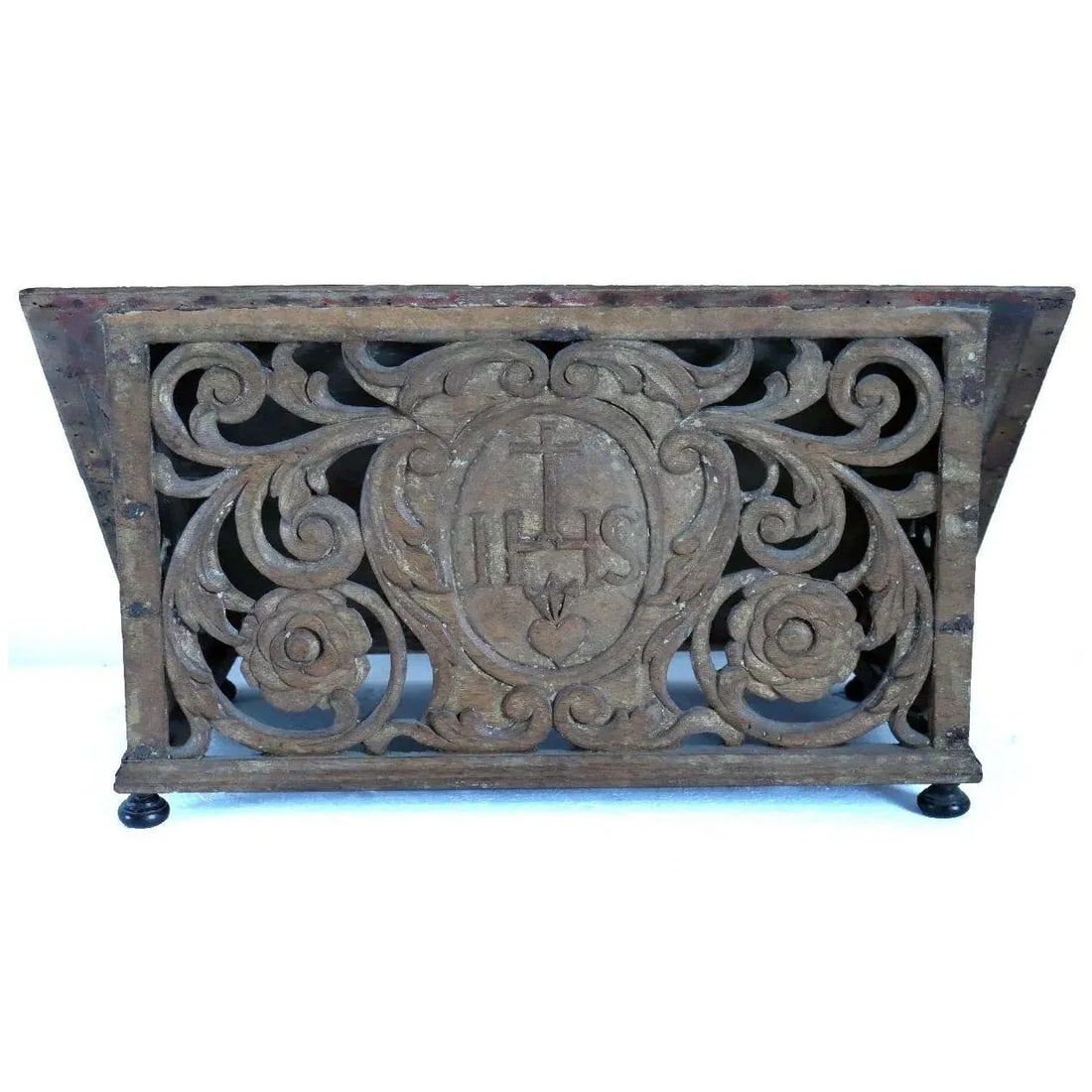 Antique English Gothic Revival Painted Oak Table-Top Bible/Book Stand - 3