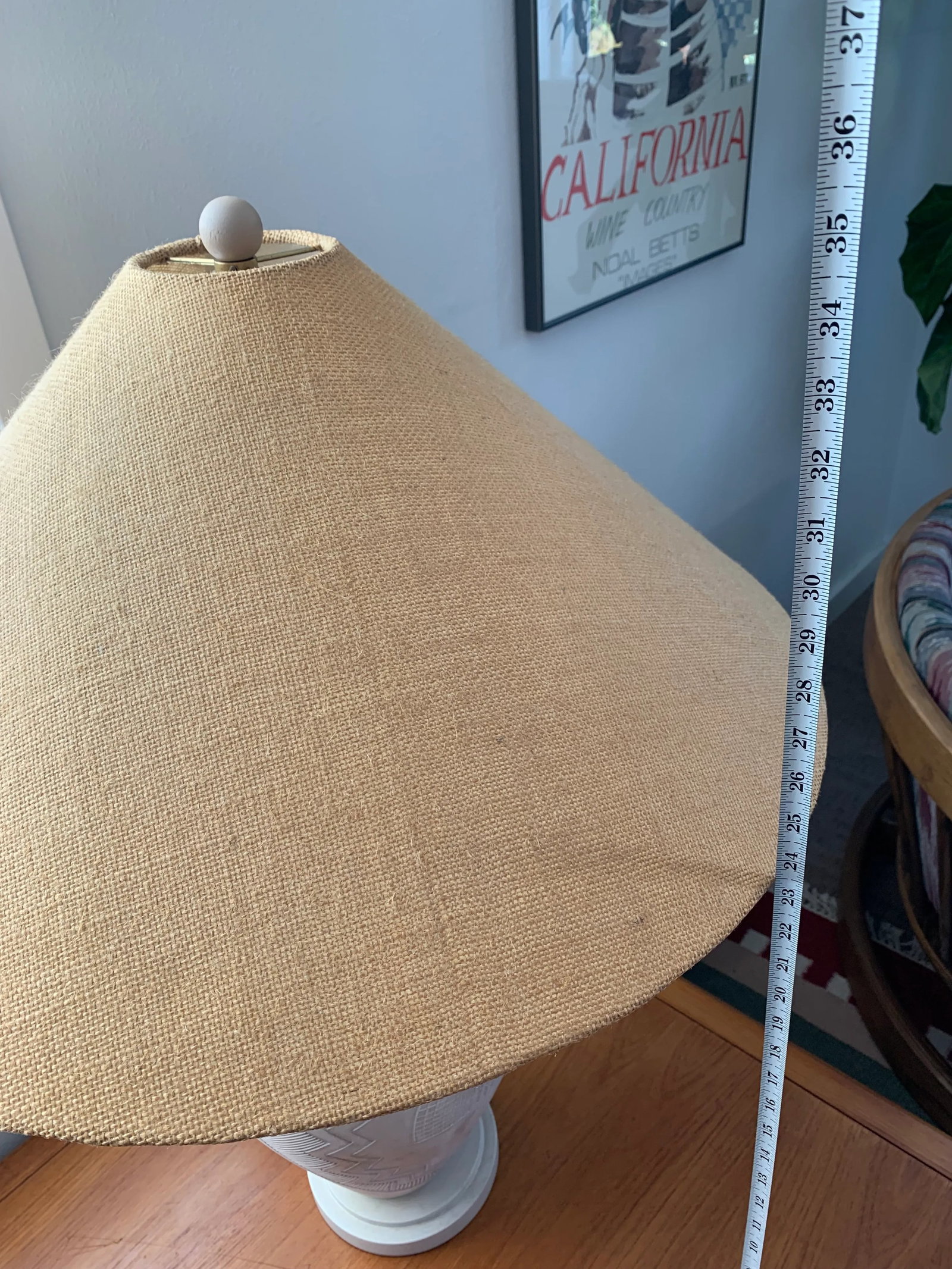 1980s Vintage Casual Lamps of California Tribal Bird Abstract White Plaster Lamps- a Pair - 8