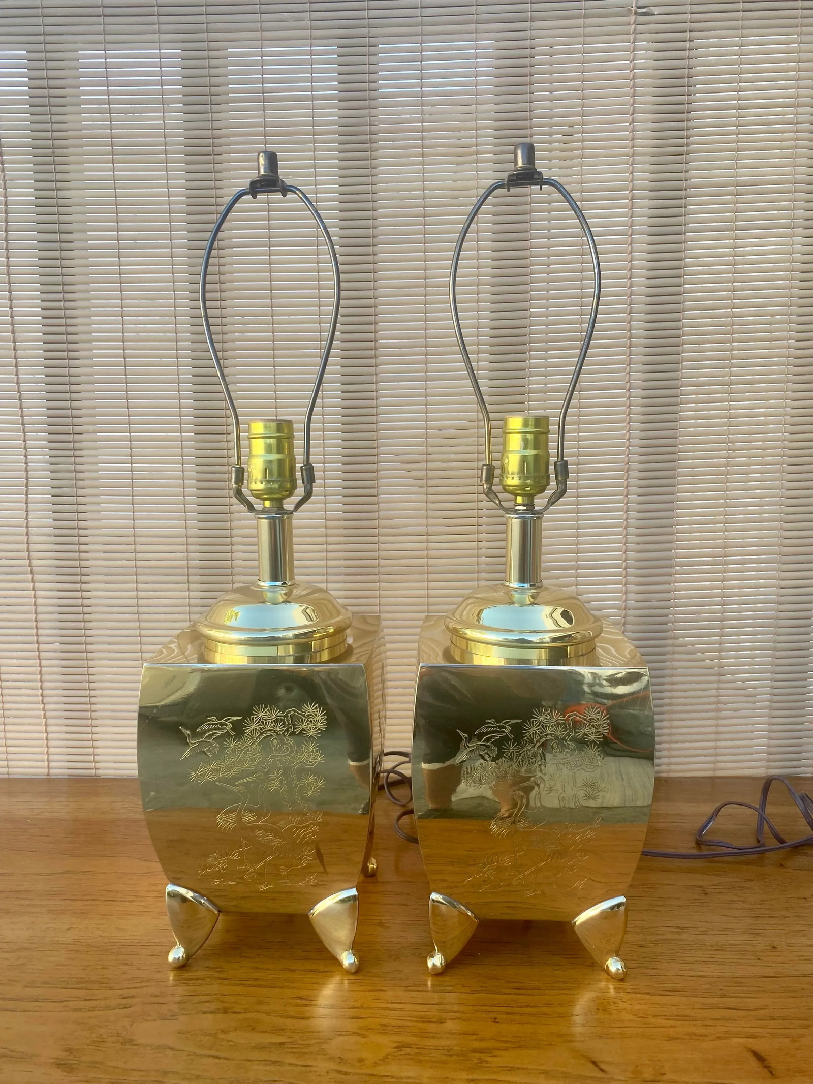 1970s Brass Chinoiserie Lamps - a Pair - 13