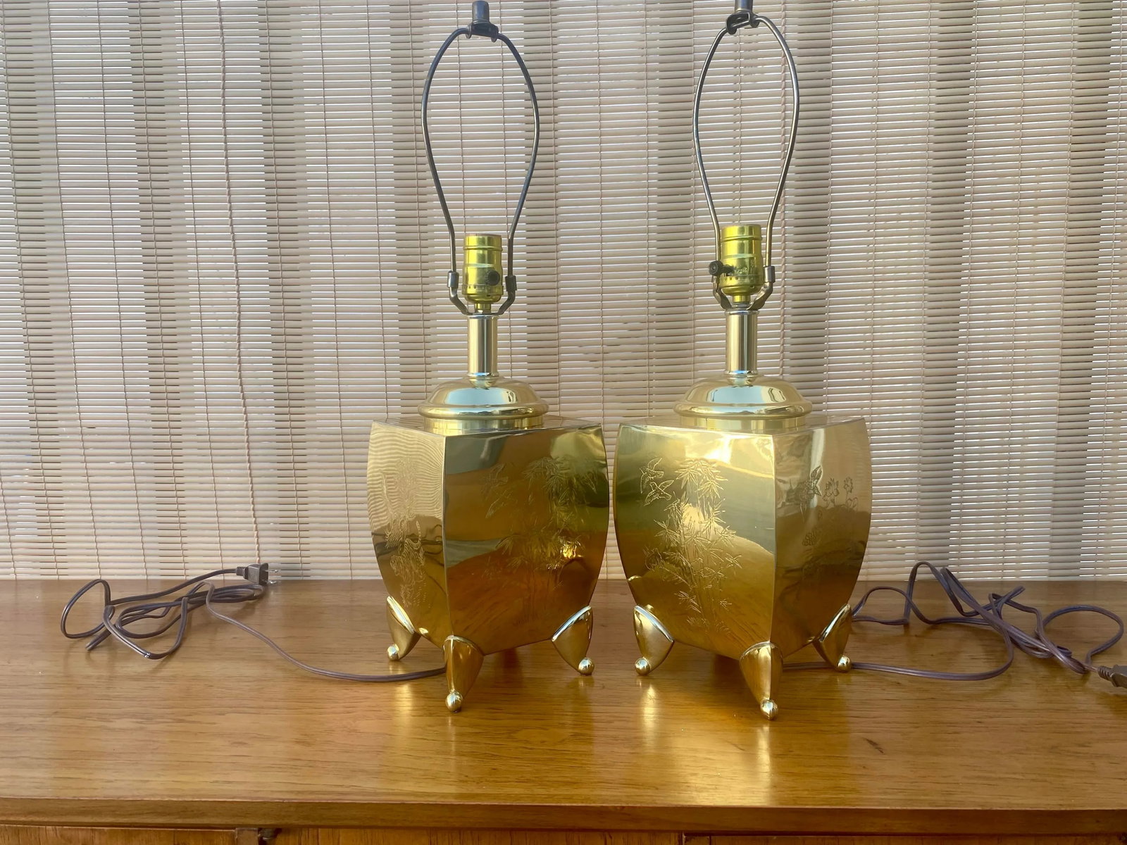 1970s Brass Chinoiserie Lamps - a Pair - 3
