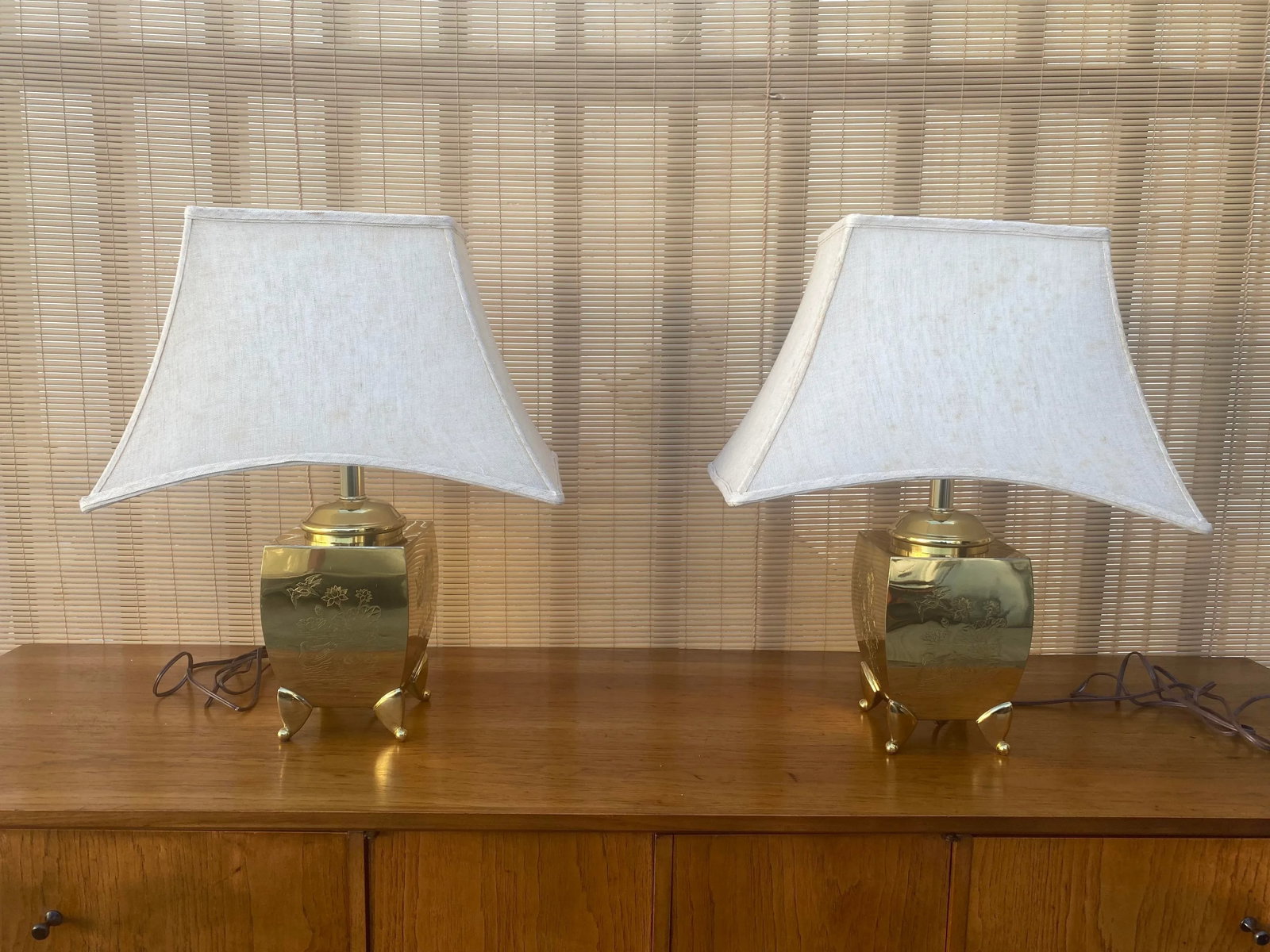 1970s Brass Chinoiserie Lamps - a Pair - 4