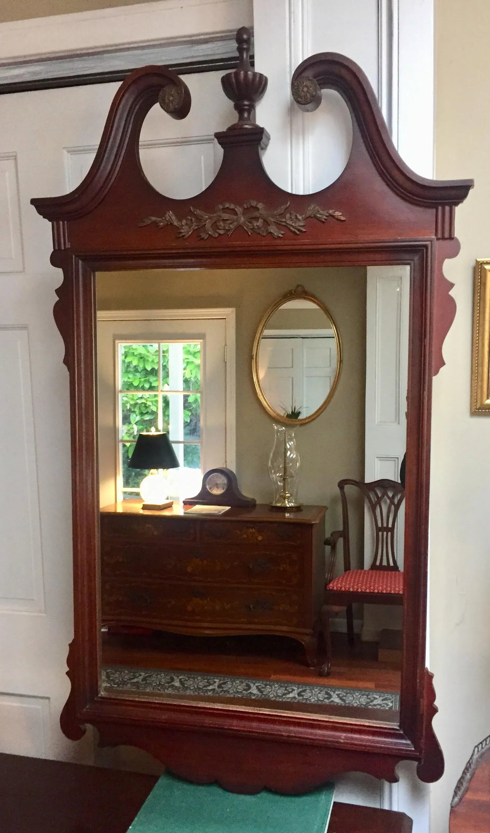 Antique Mantle Mirror Dining Entry Federal Sideboard - 2