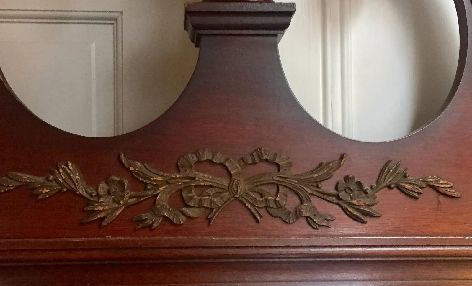 Antique Mantle Mirror Dining Entry Federal Sideboard - 3