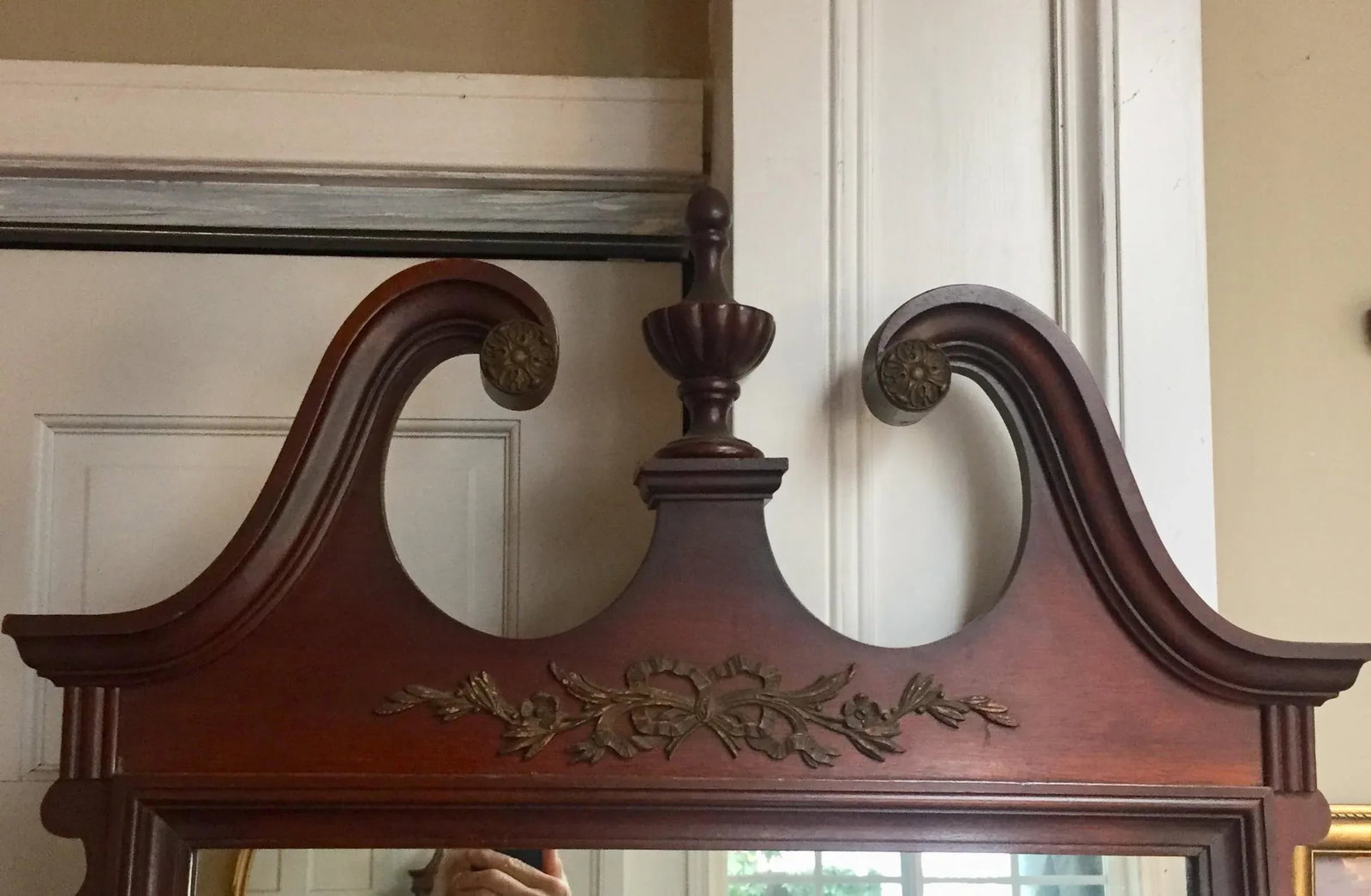 Antique Mantle Mirror Dining Entry Federal Sideboard - 4