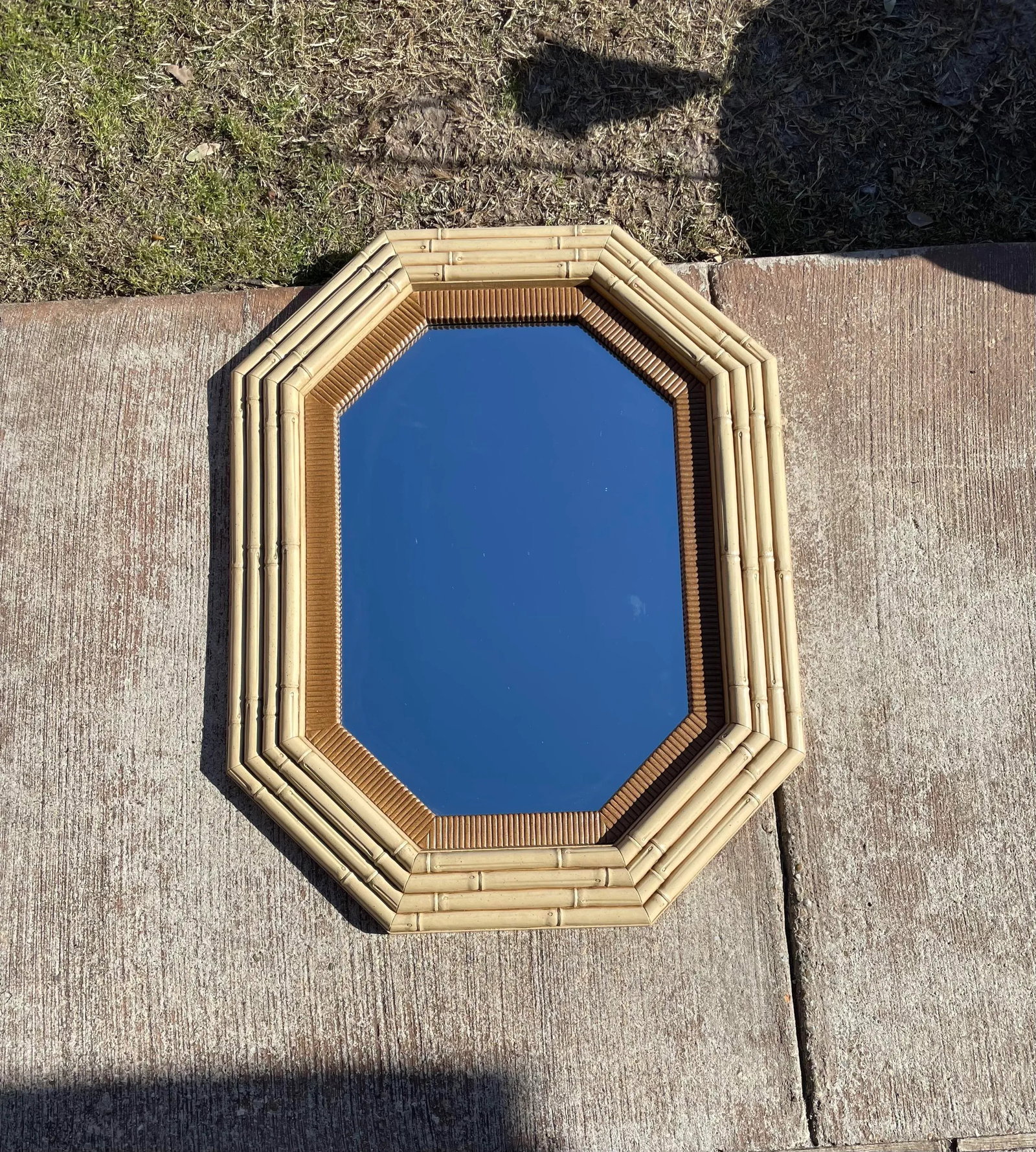 Faux Bamboo Octagonal Mirror - 2
