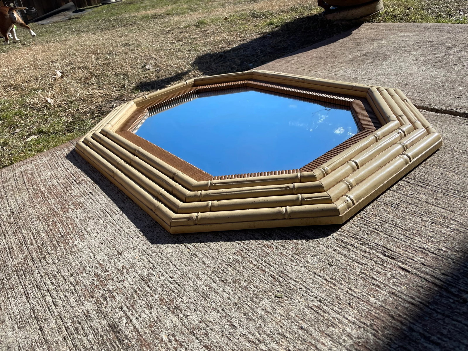 Faux Bamboo Octagonal Mirror - 3