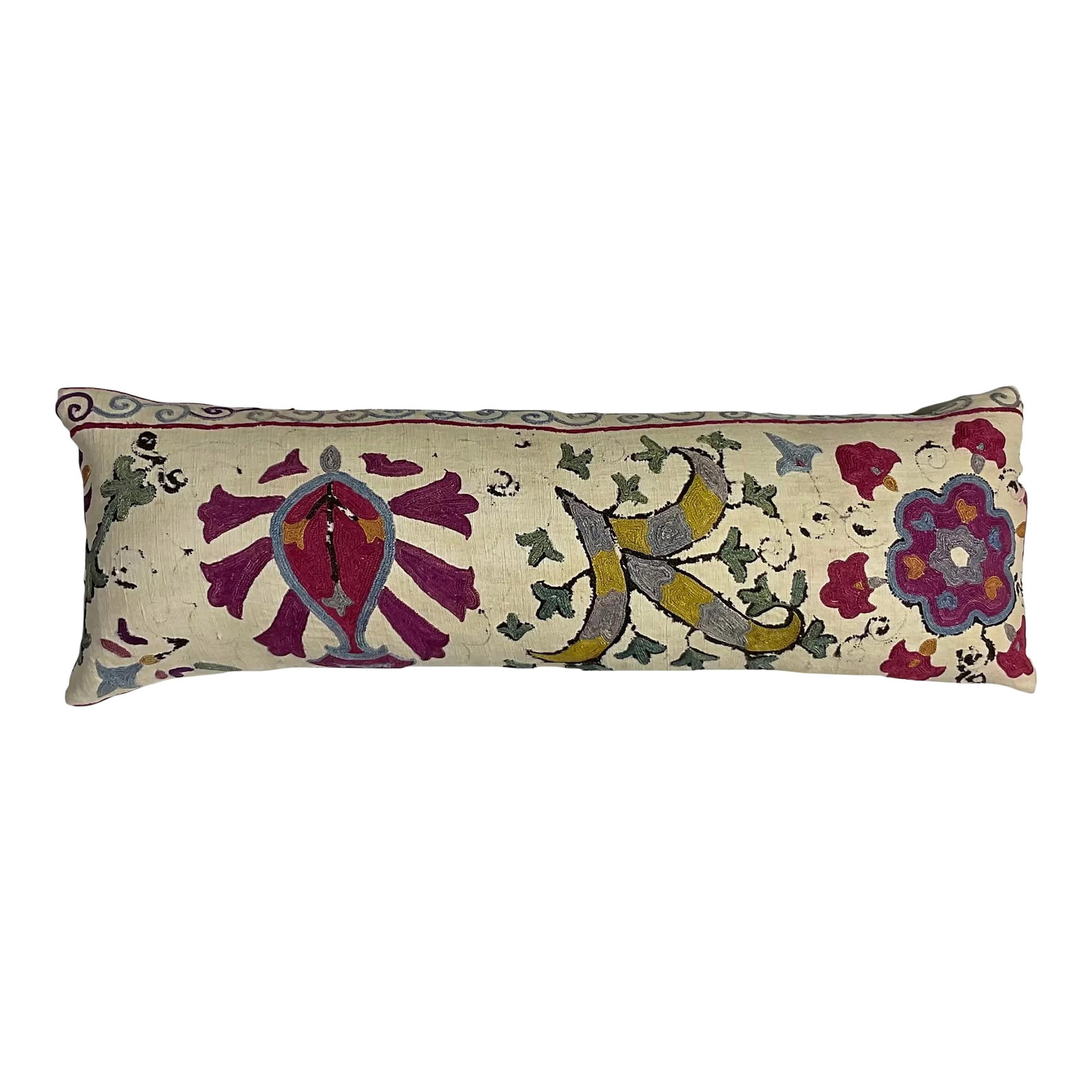 Single Antique Silk Embroidery Suzani Pillow (1 of 9)
