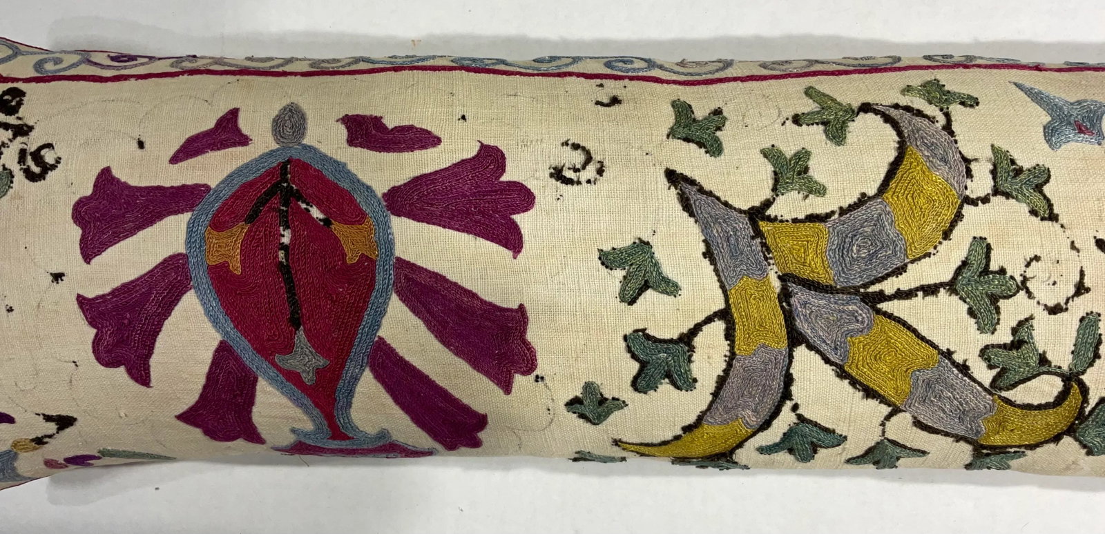 Single Antique Silk Embroidery Suzani Pillow - 7