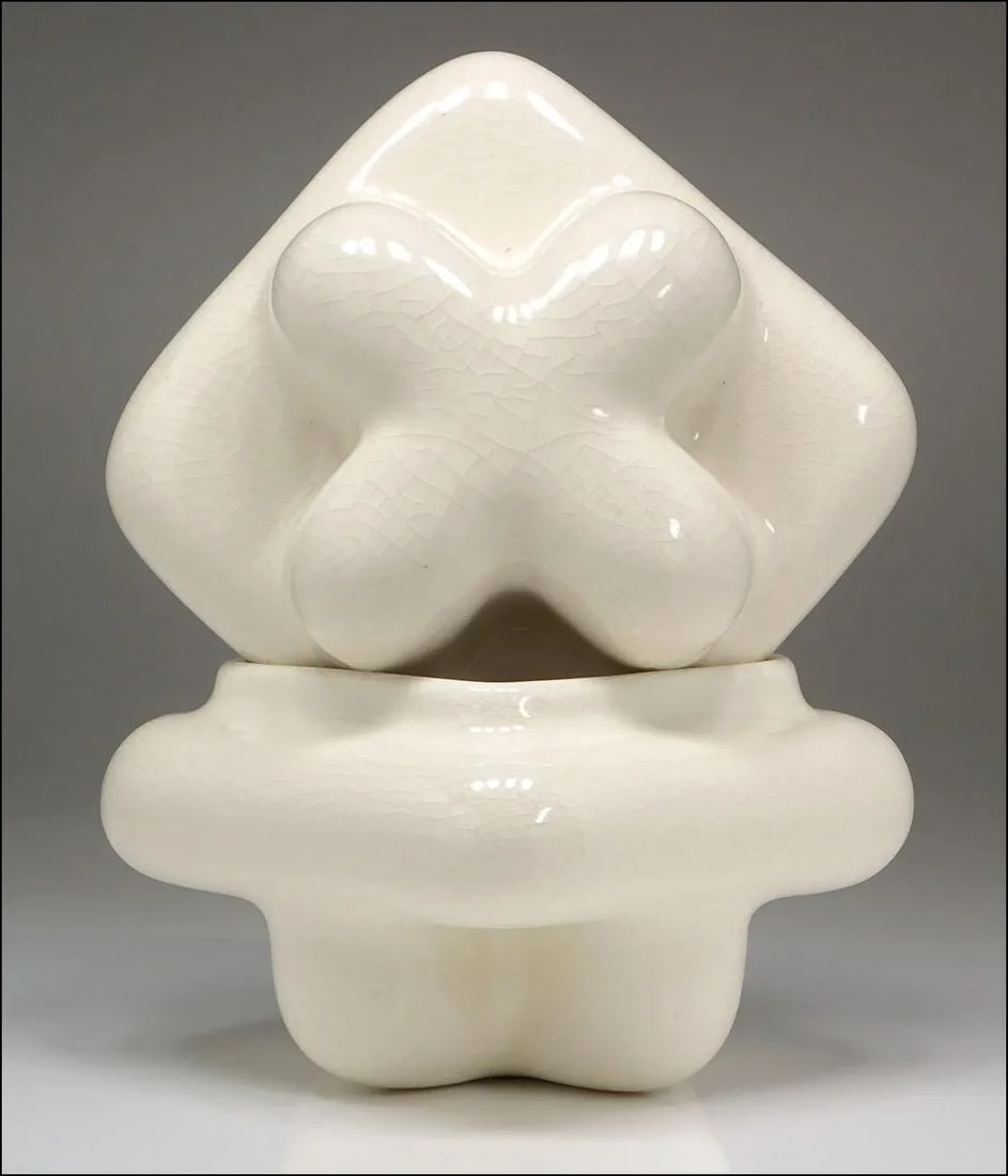 Designer Pop Art Ceramic Puffy Mod Box W/Crackle Glaze - 5
