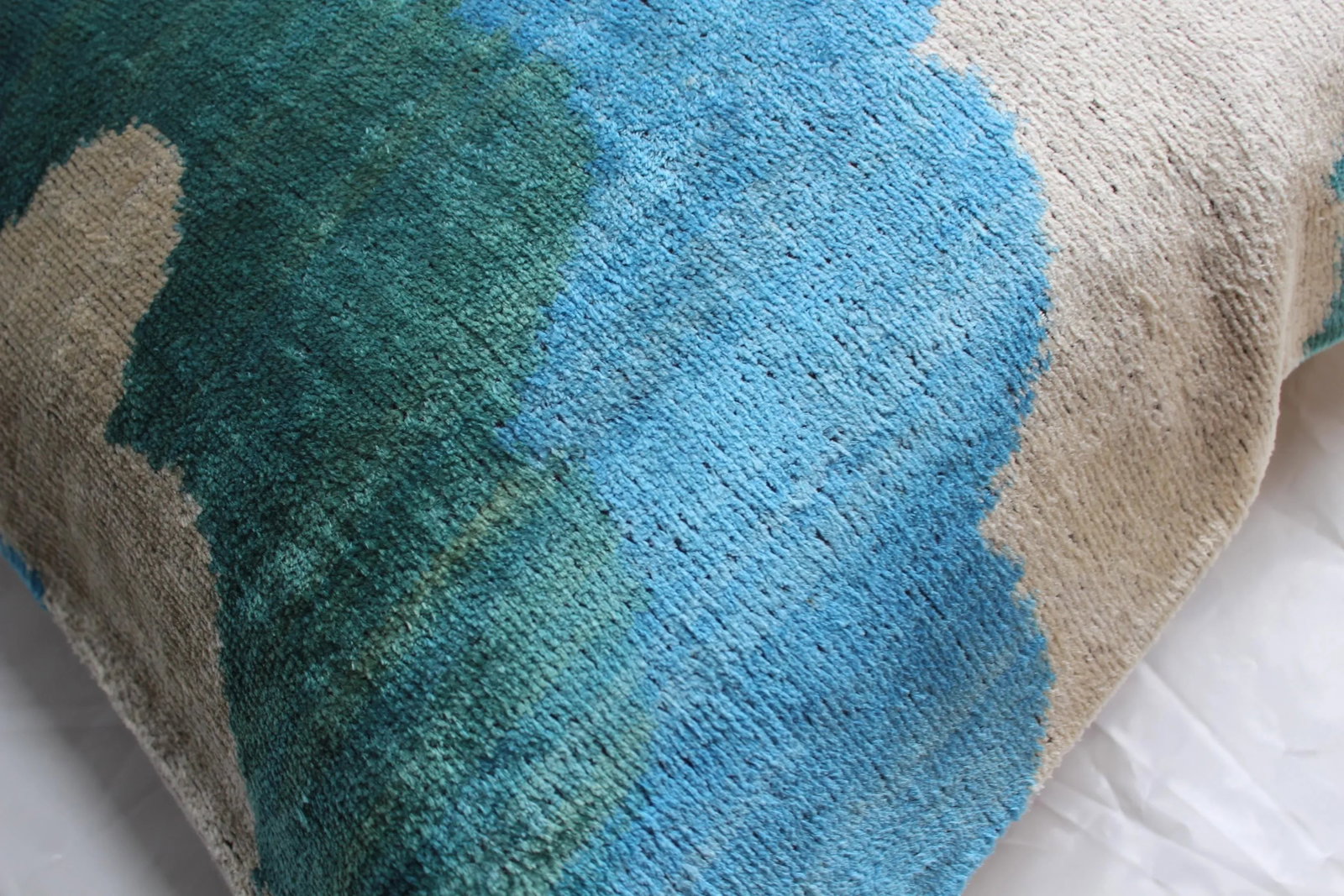 Contemporary Velvet Ikat Bohemian Throw Pillow - 3