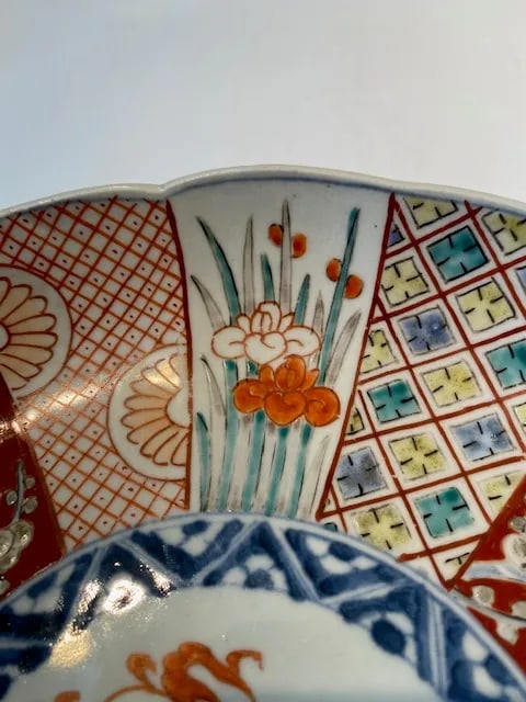 Antique Late 19th Century Japanese Imari Style Scalloped Plate With Kirin - 5