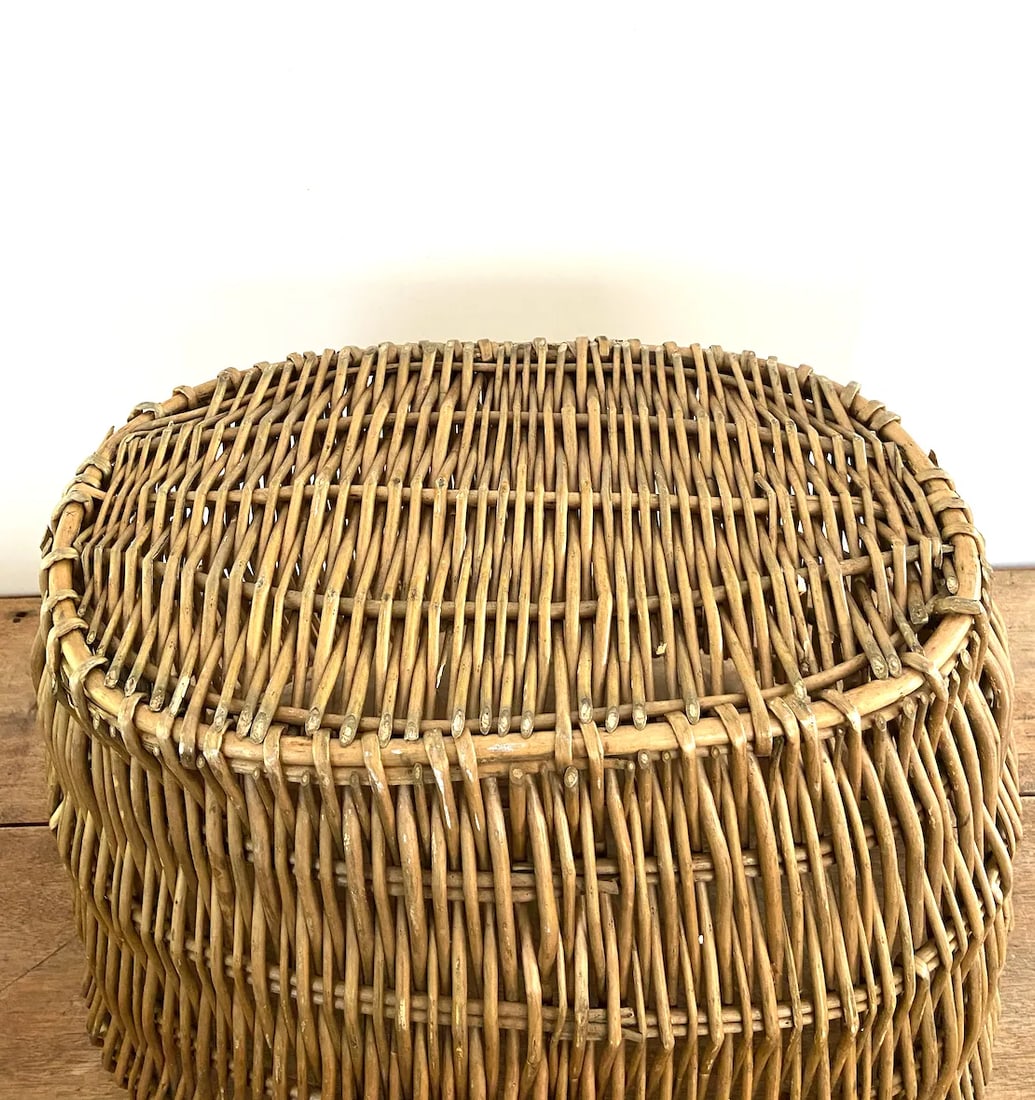 Vintage Deep Oval Wicker Basket - 11