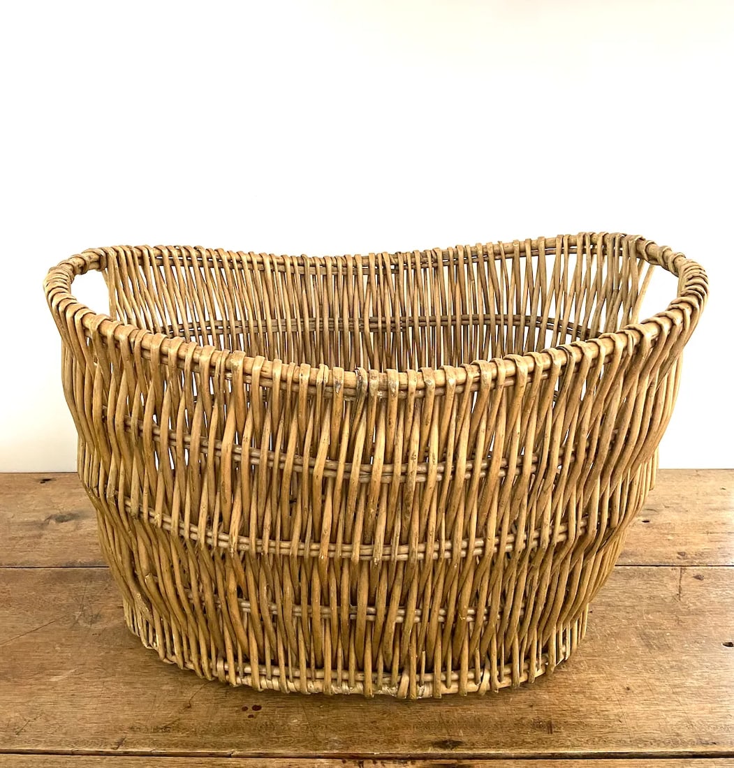 Vintage Deep Oval Wicker Basket - 13
