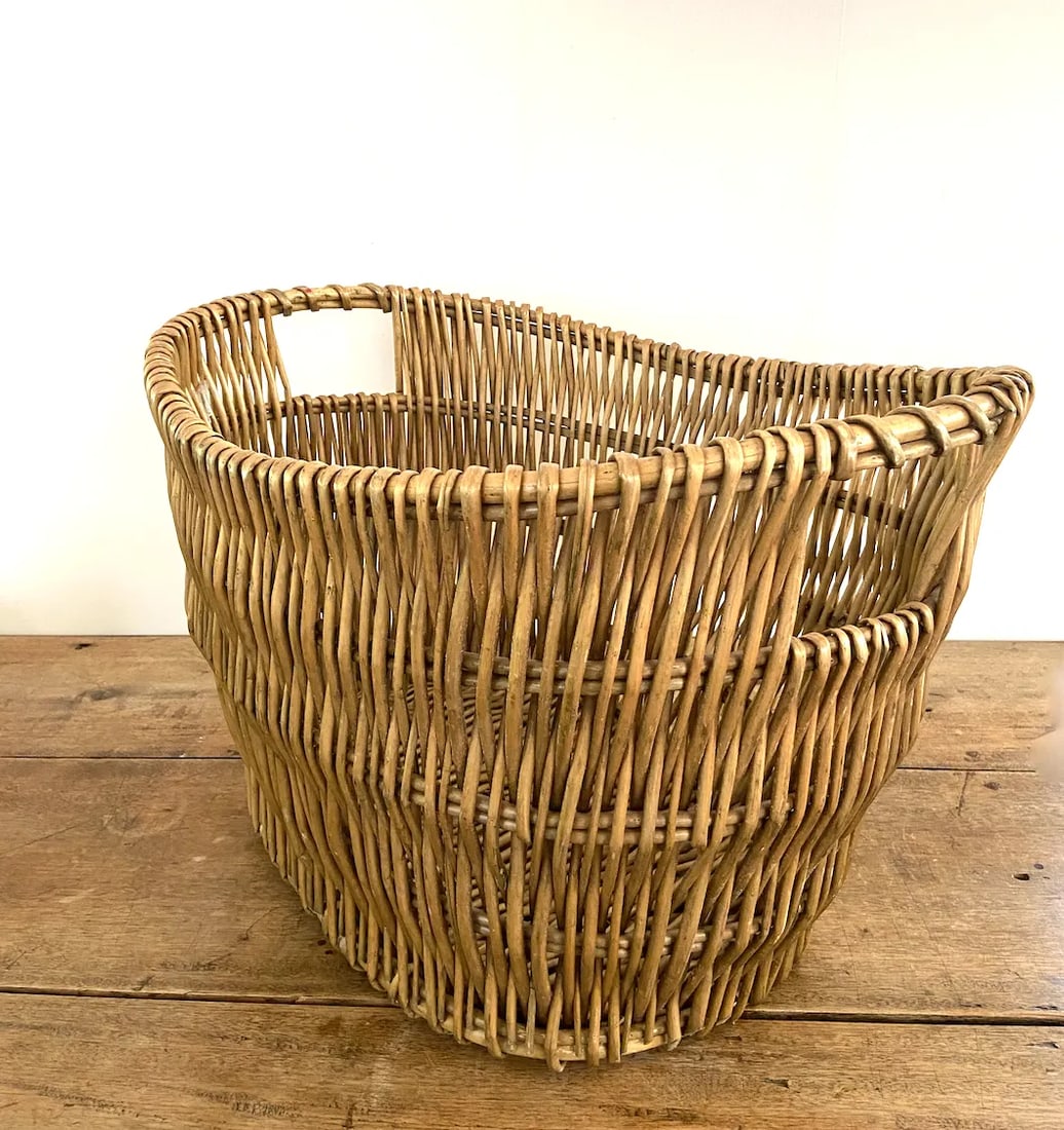 Vintage Deep Oval Wicker Basket - 2