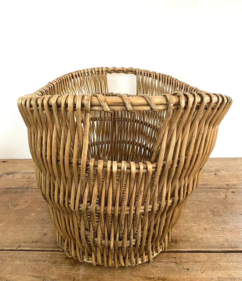 Vintage Deep Oval Wicker Basket - 4