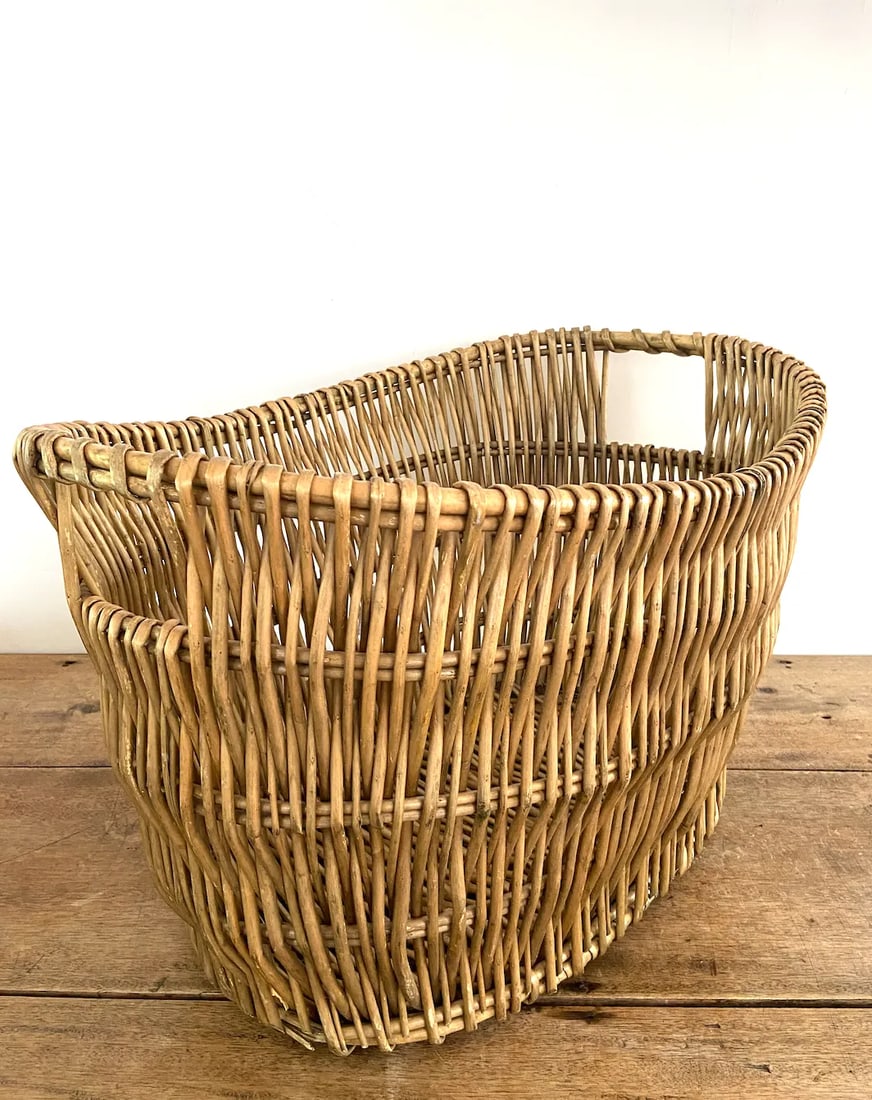 Vintage Deep Oval Wicker Basket - 5