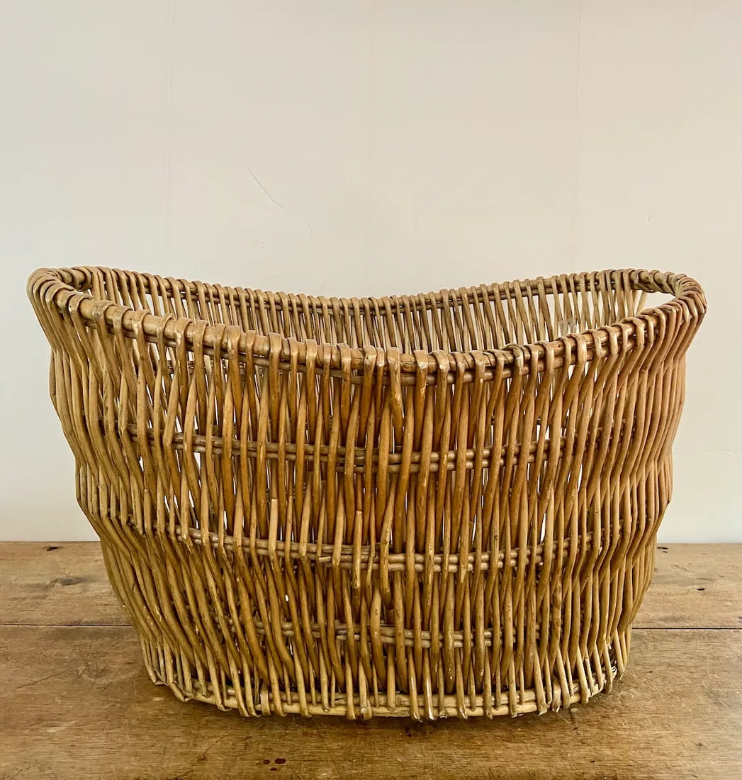 Vintage Deep Oval Wicker Basket - 7