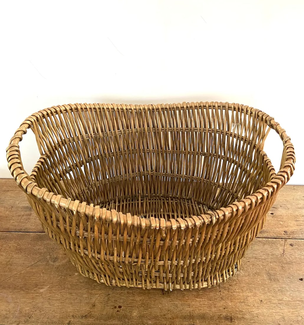 Vintage Deep Oval Wicker Basket - 8
