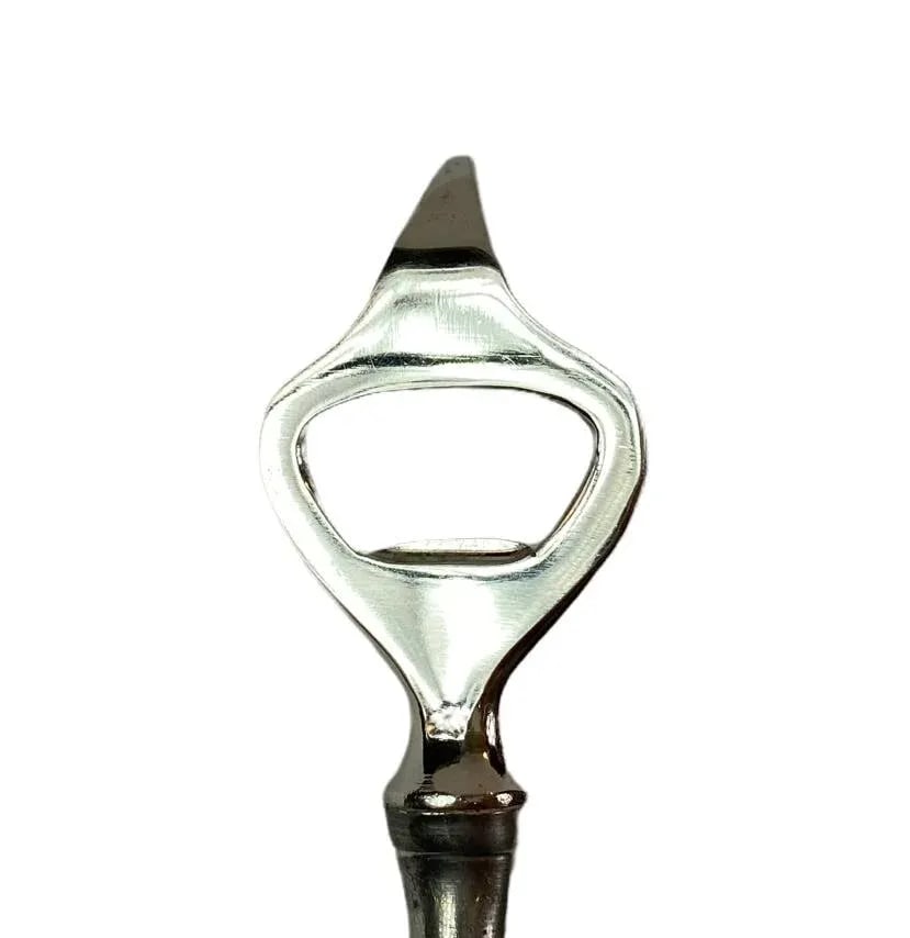 Vintage Pewter Faux Bamboo Barware Bottle Opener, C. 1960 - 3